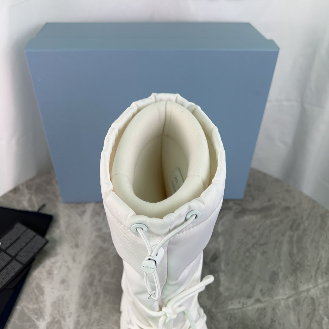 PRA Moon Boots White Recycled Nylon & Cowhide 454737