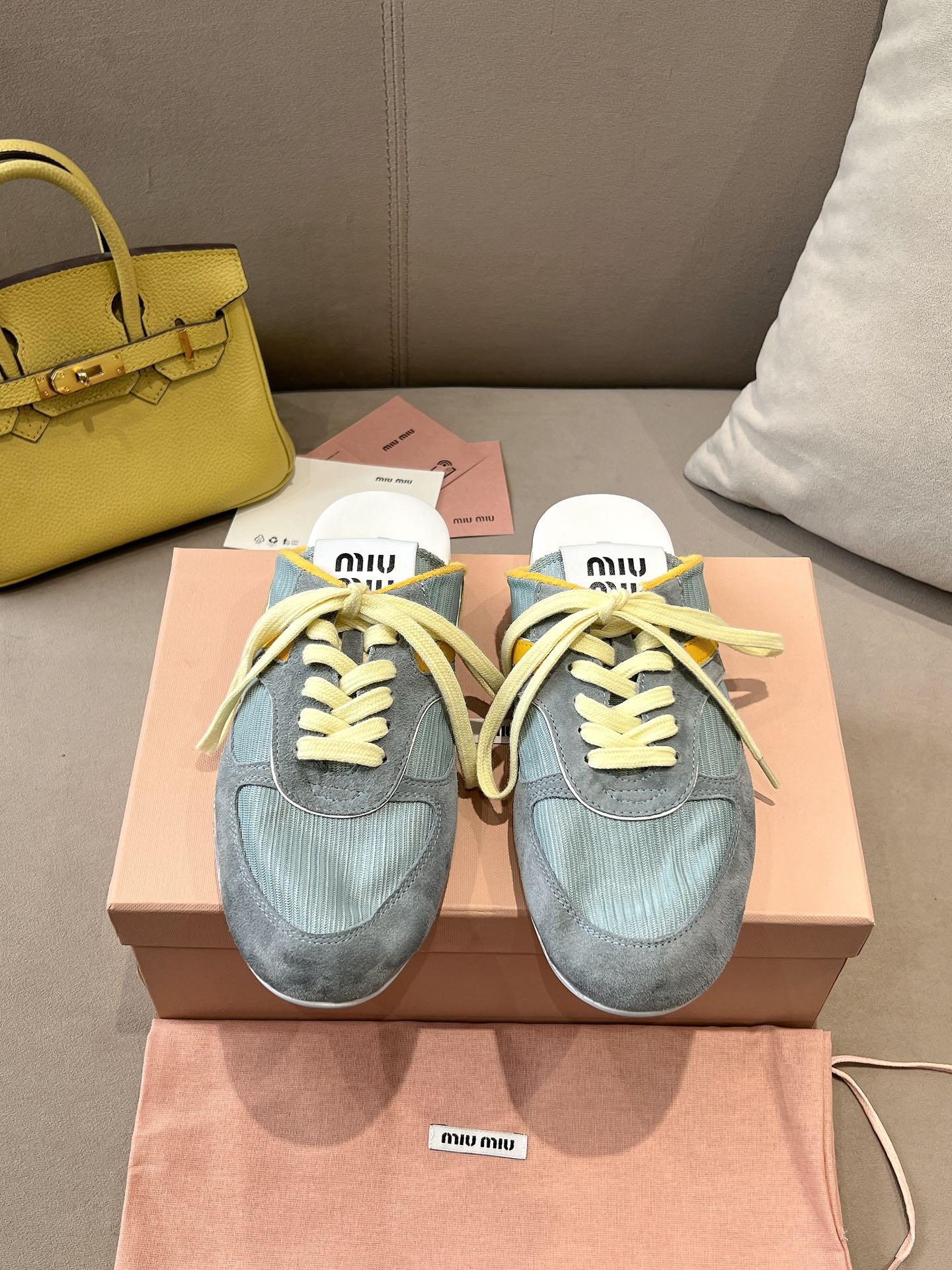 Miu x NB 530 SL Mules Teal Green Grey Mesh Suede 642508