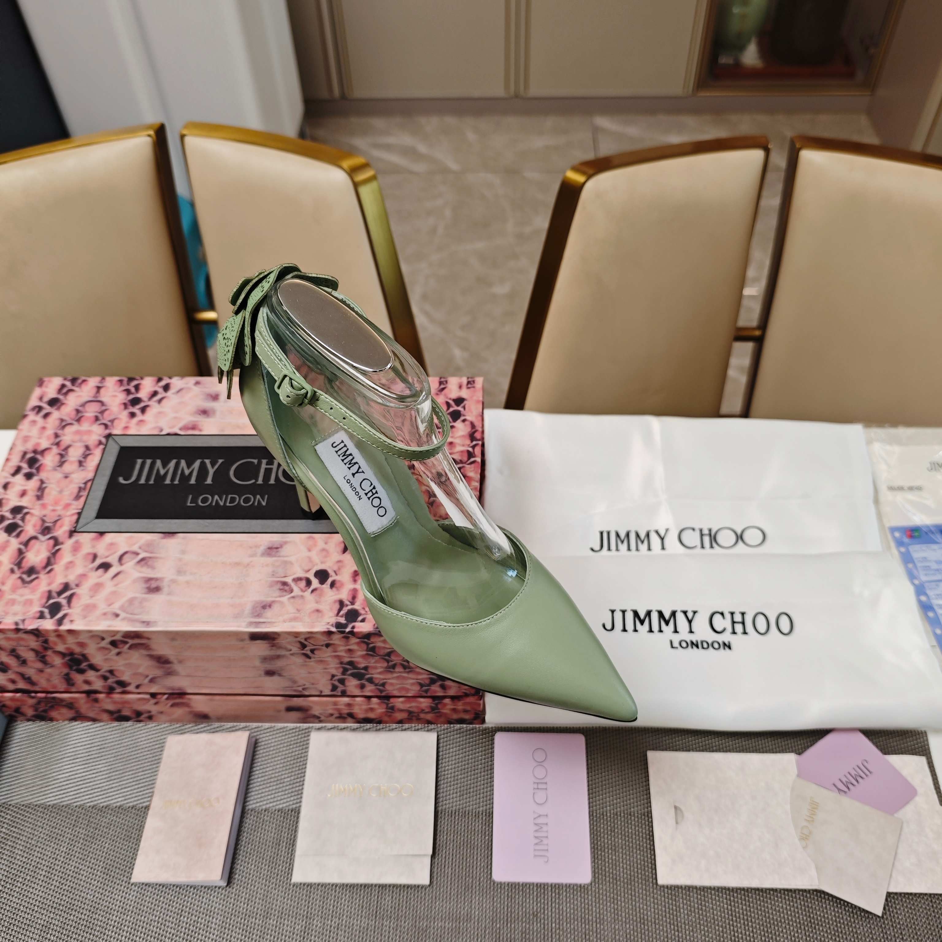 Jimmy Choo Marja Pumps 10cm Green Leather 900898