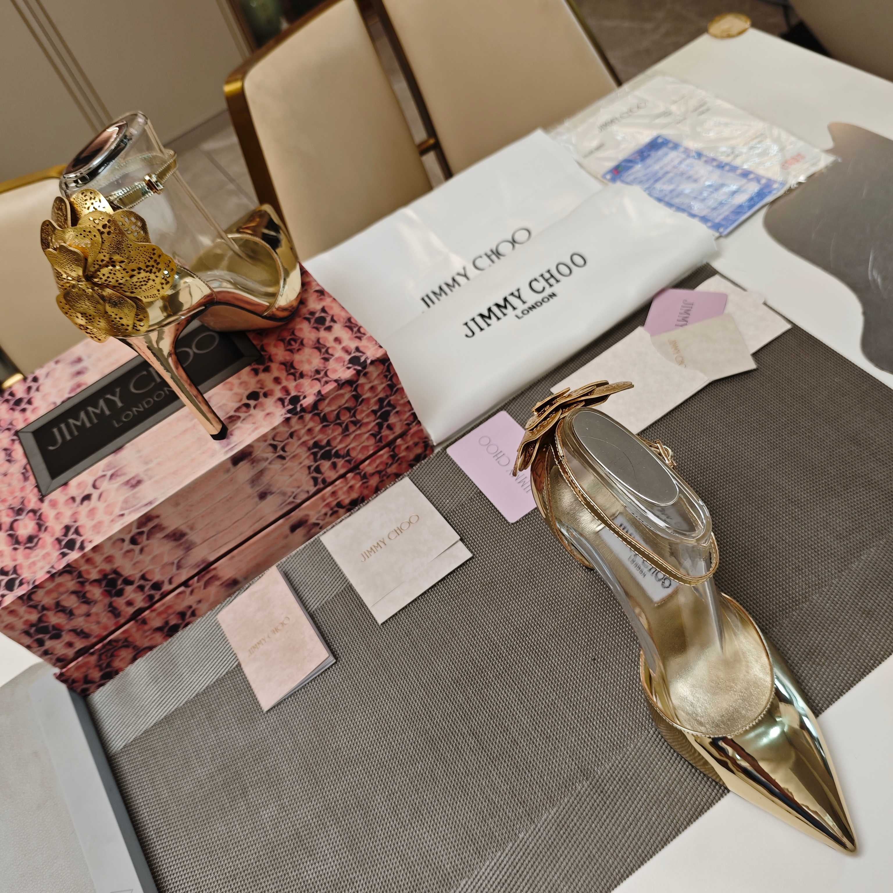 Jimmy Choo Marja Pumps 10cm Gold Metallic Leather 900899