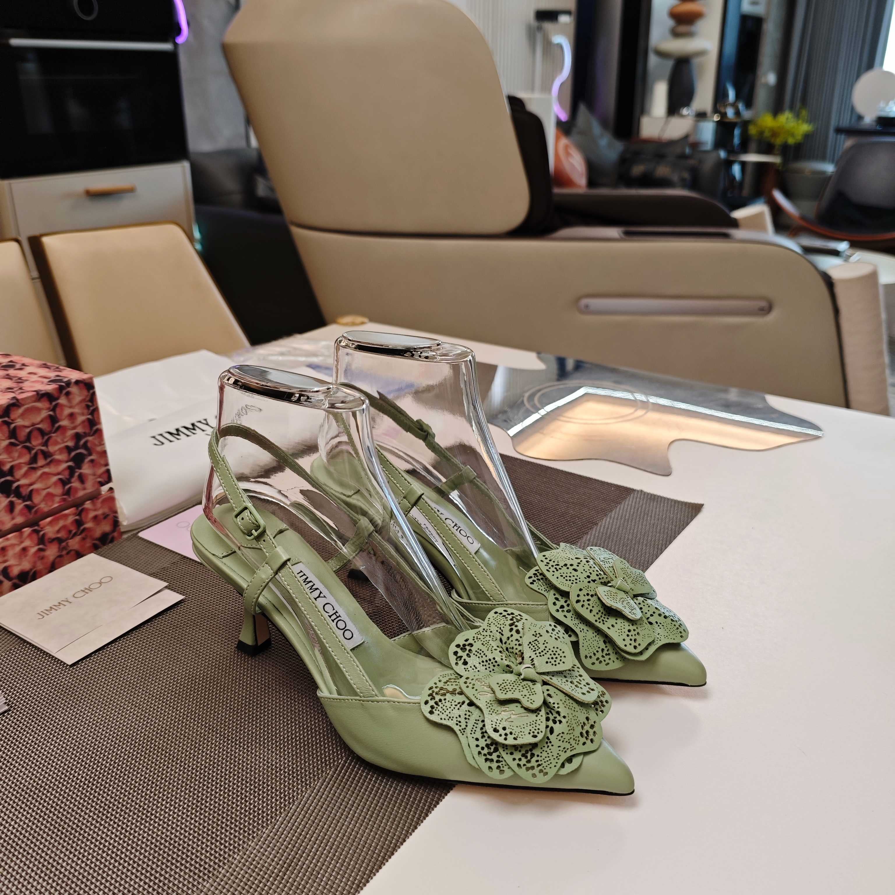 Jimmy Choo Mimmi Pumps 5cm Green Leather 900902