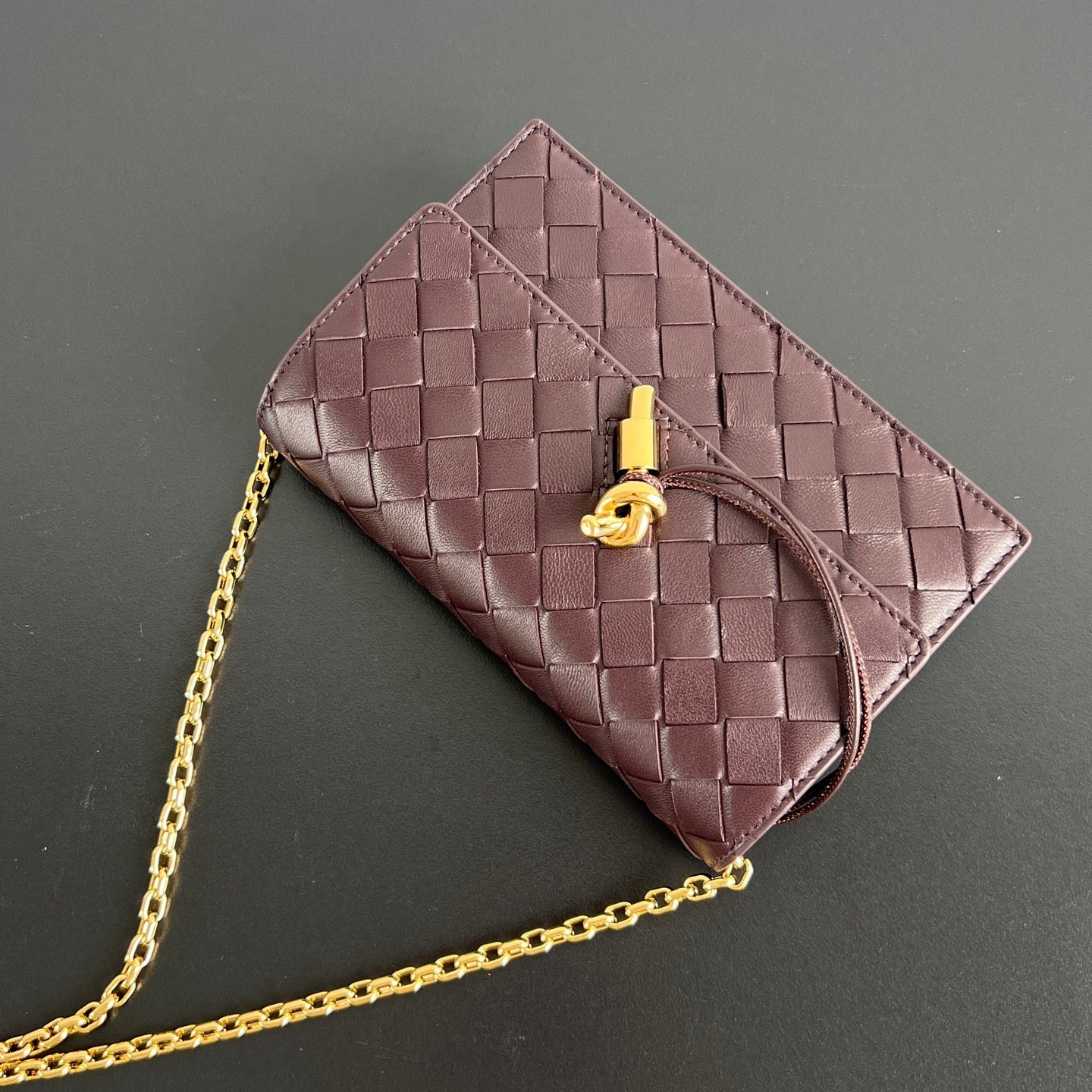 BV 26s Andiamo Pouch Coffee Intrecciato Leather 291436