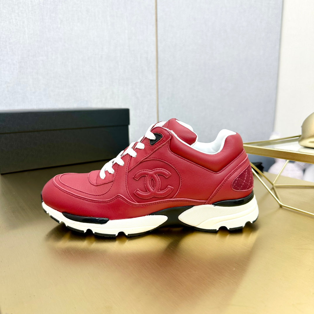 CC 26s Metallic Casual Sneakers Burgundy Mesh Leather 981011