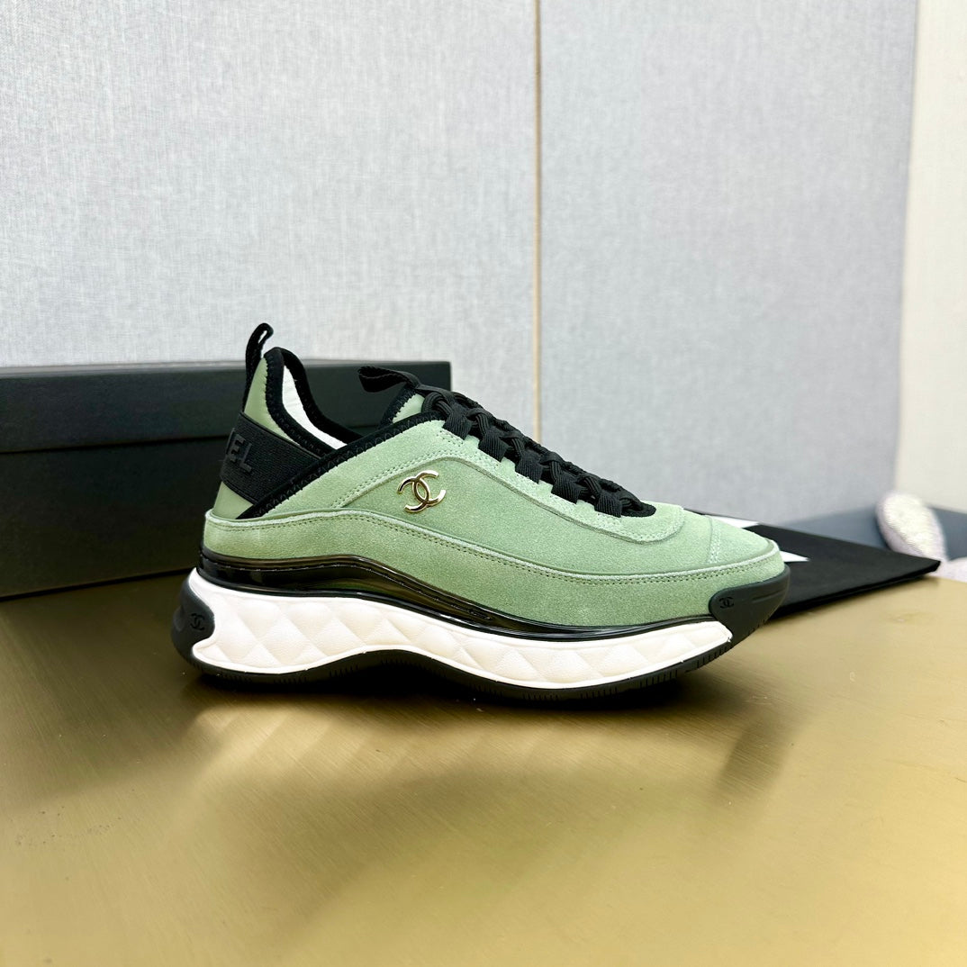 CC 26s Low-Top Chunky Sneakers Mint Green Suede Mesh Textile 980834