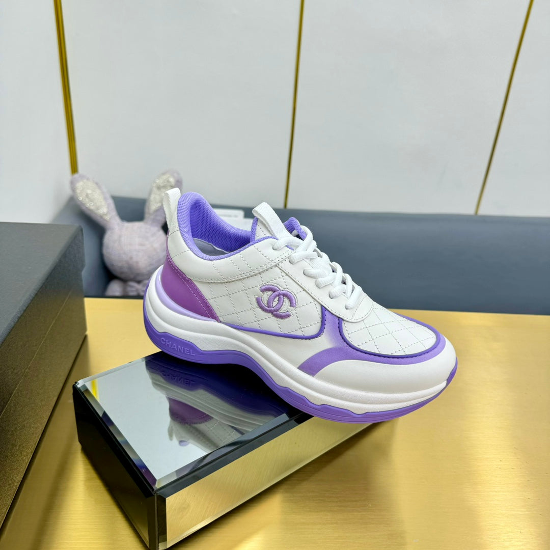 CC 26s Metallic Casual Sneakers White Purple Mesh Leather 981386