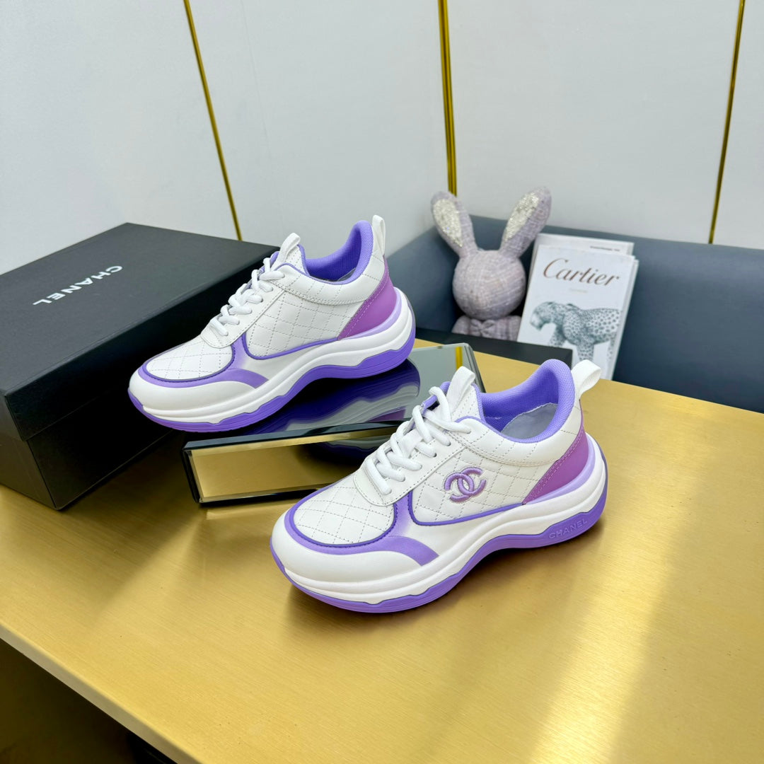 CC 26s Metallic Casual Sneakers White Purple Mesh Leather 981386