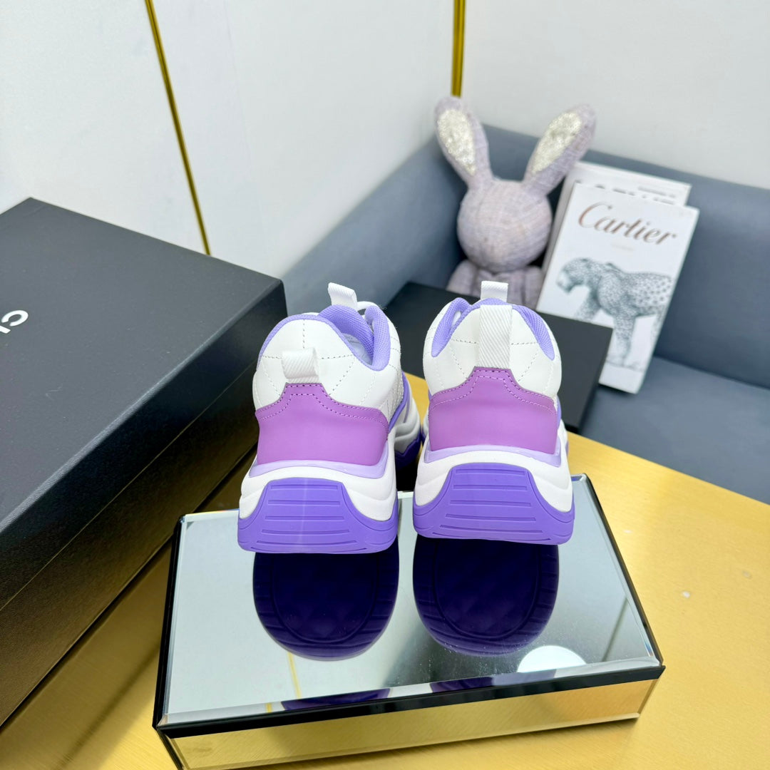 CC 26s Metallic Casual Sneakers White Purple Mesh Leather 981386