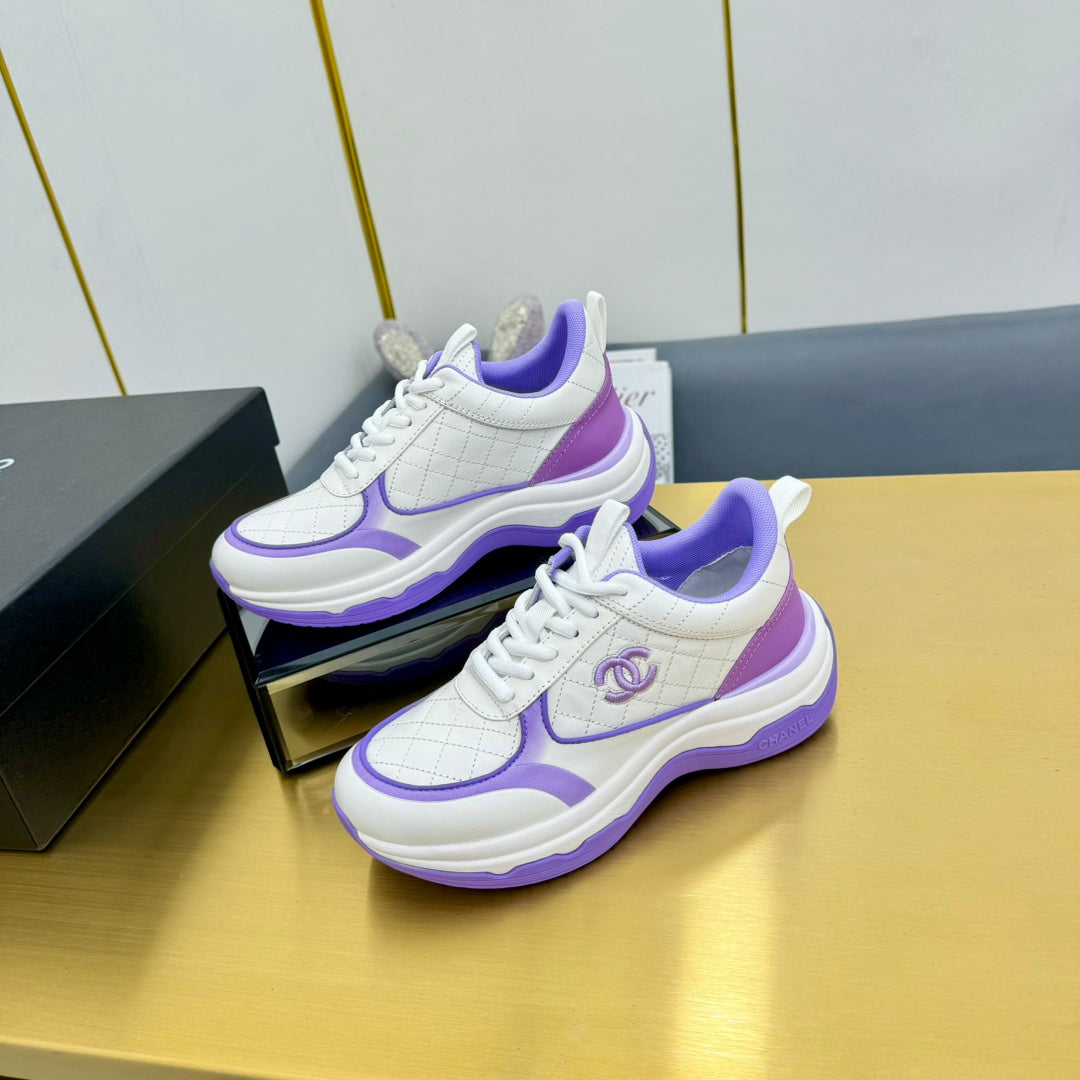 CC 26s Metallic Casual Sneakers White Purple Mesh Leather 981386