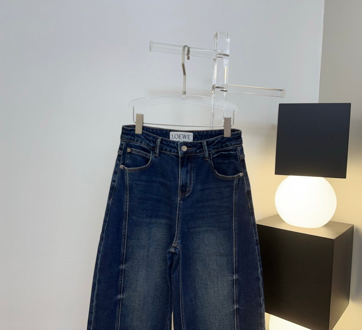 Loewe 26s Jeans Wide-Leg Seam Dark Blue Denim 429847