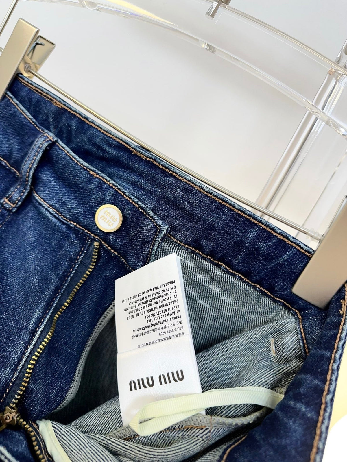 Miu Miu 26s Jeans Skirt-Overlay Wide-Leg Blue Denim 429844