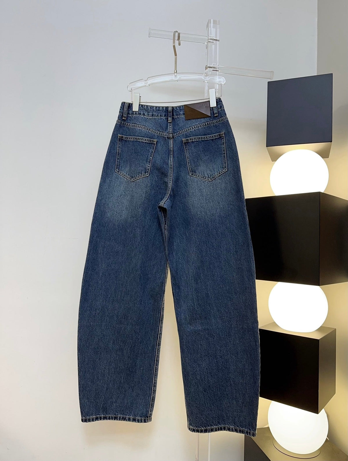 Loewe 26s Jeans Knee-Seam Wide-Leg Blue Denim 429842