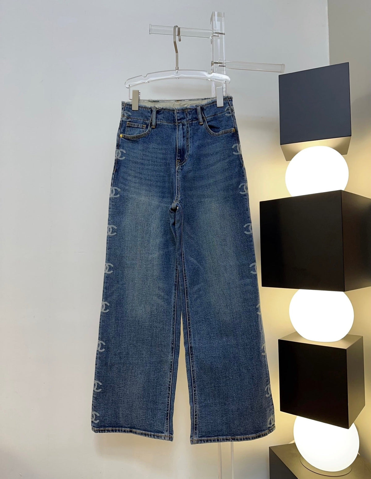 CC 26s Jeans Logo-Side Wide-Leg Blue Denim 429839