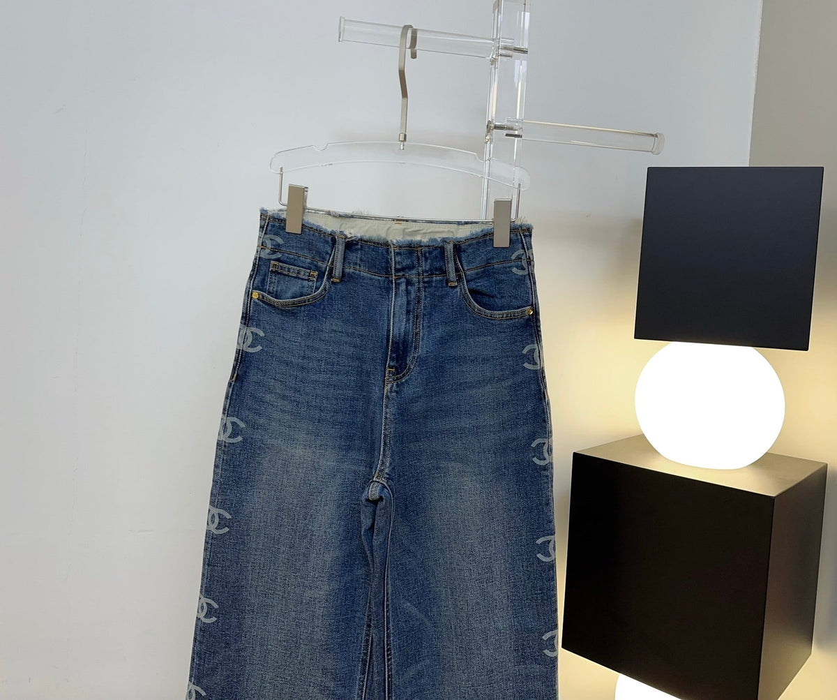 CC 26s Jeans Logo-Side Wide-Leg Blue Denim 429839