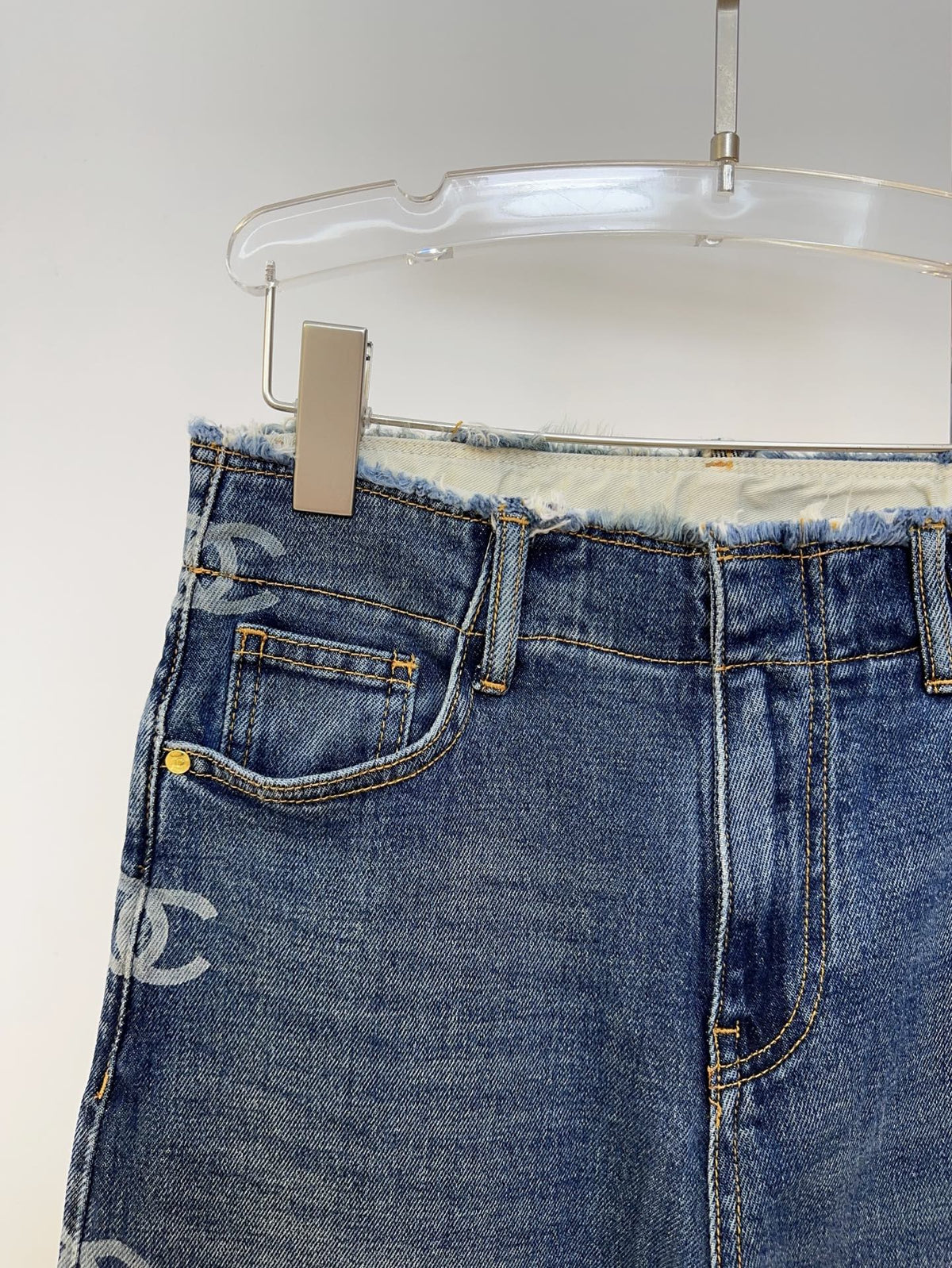CC 26s Jeans Logo-Side Wide-Leg Blue Denim 429839