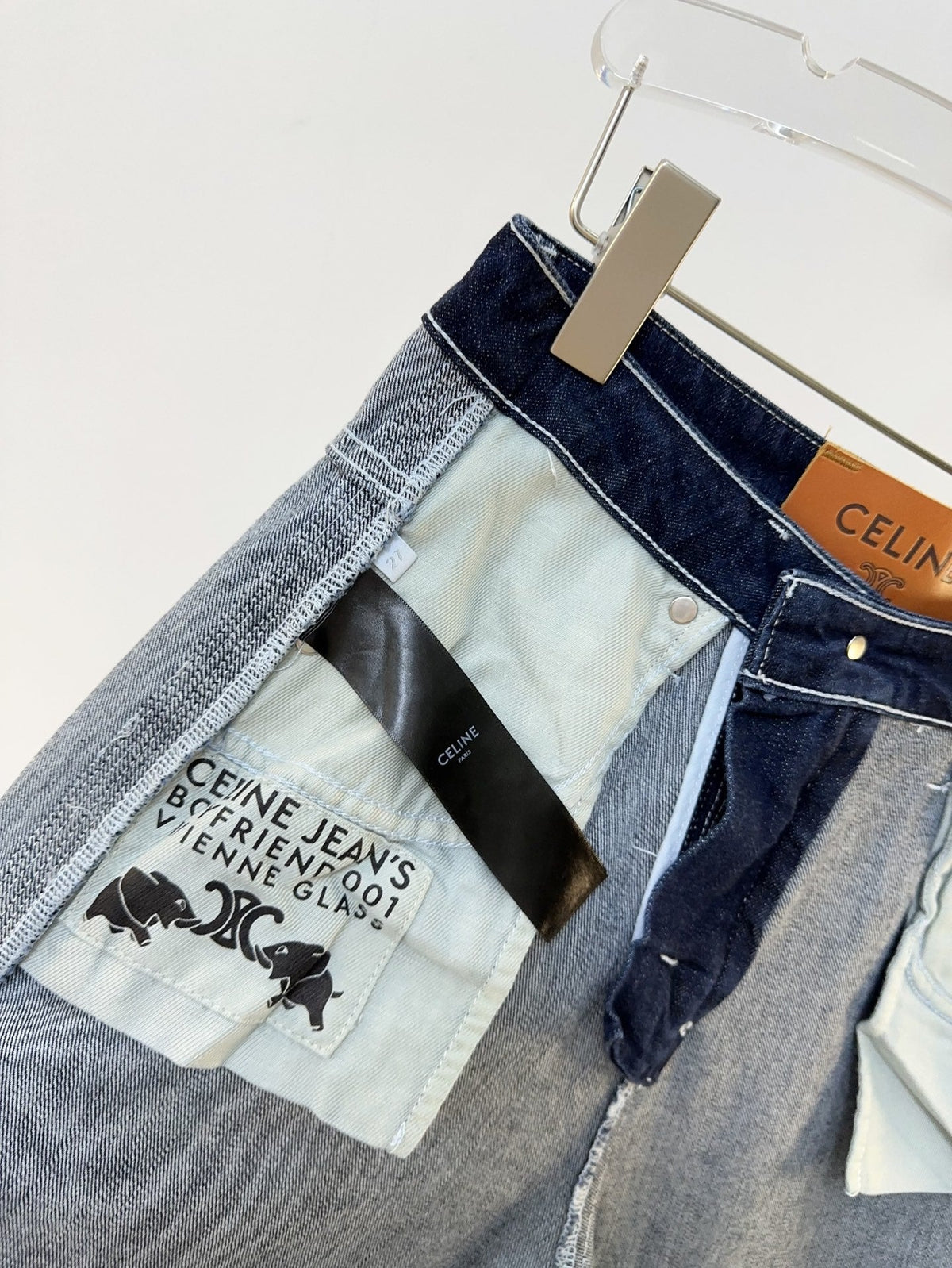 Celine 26s Jeans Wide-Leg Dark Blue Denim 429828