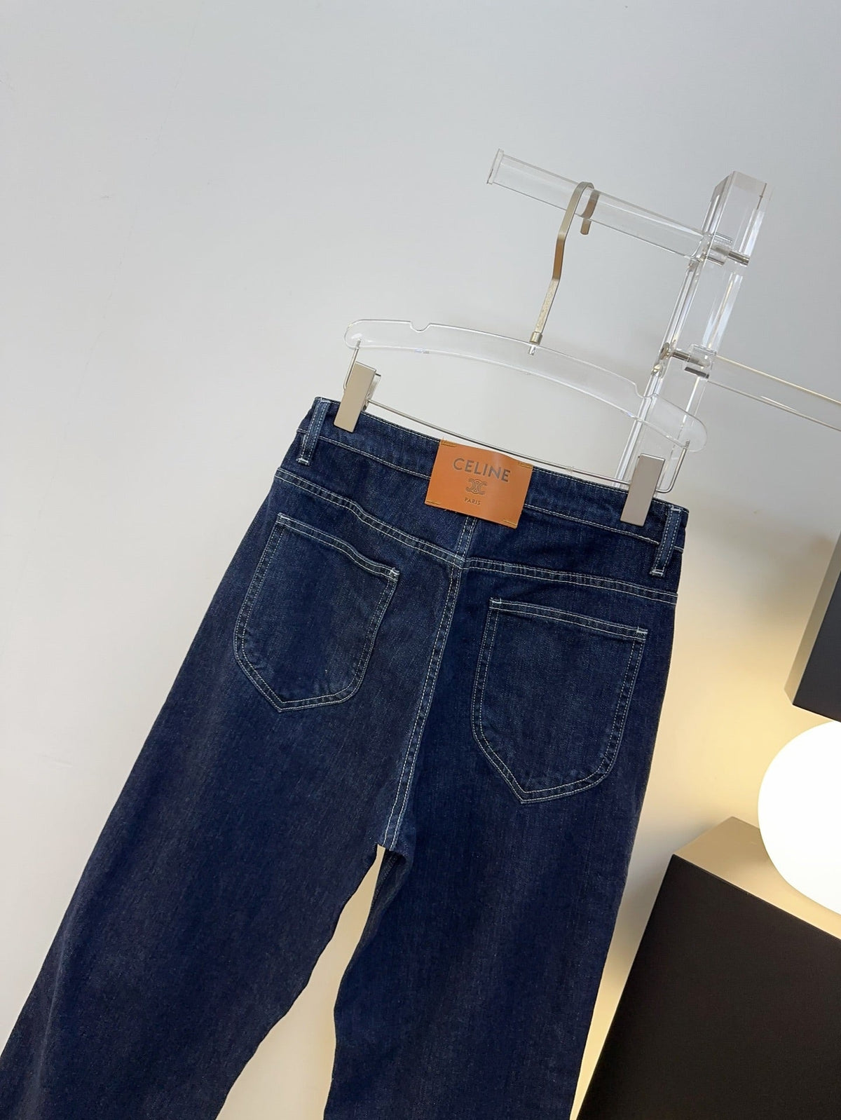Celine 26s Jeans Wide-Leg Dark Blue Denim 429828