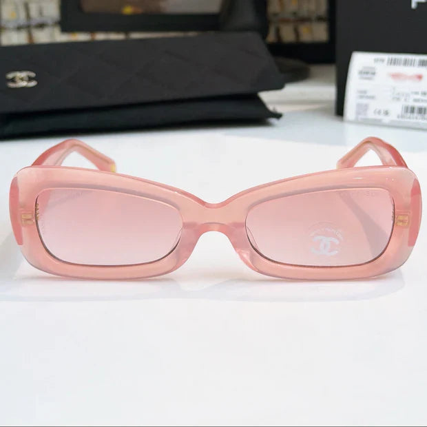 Chanel Cat Eye Sunglasses Pink Acetate Calfskin CH9181