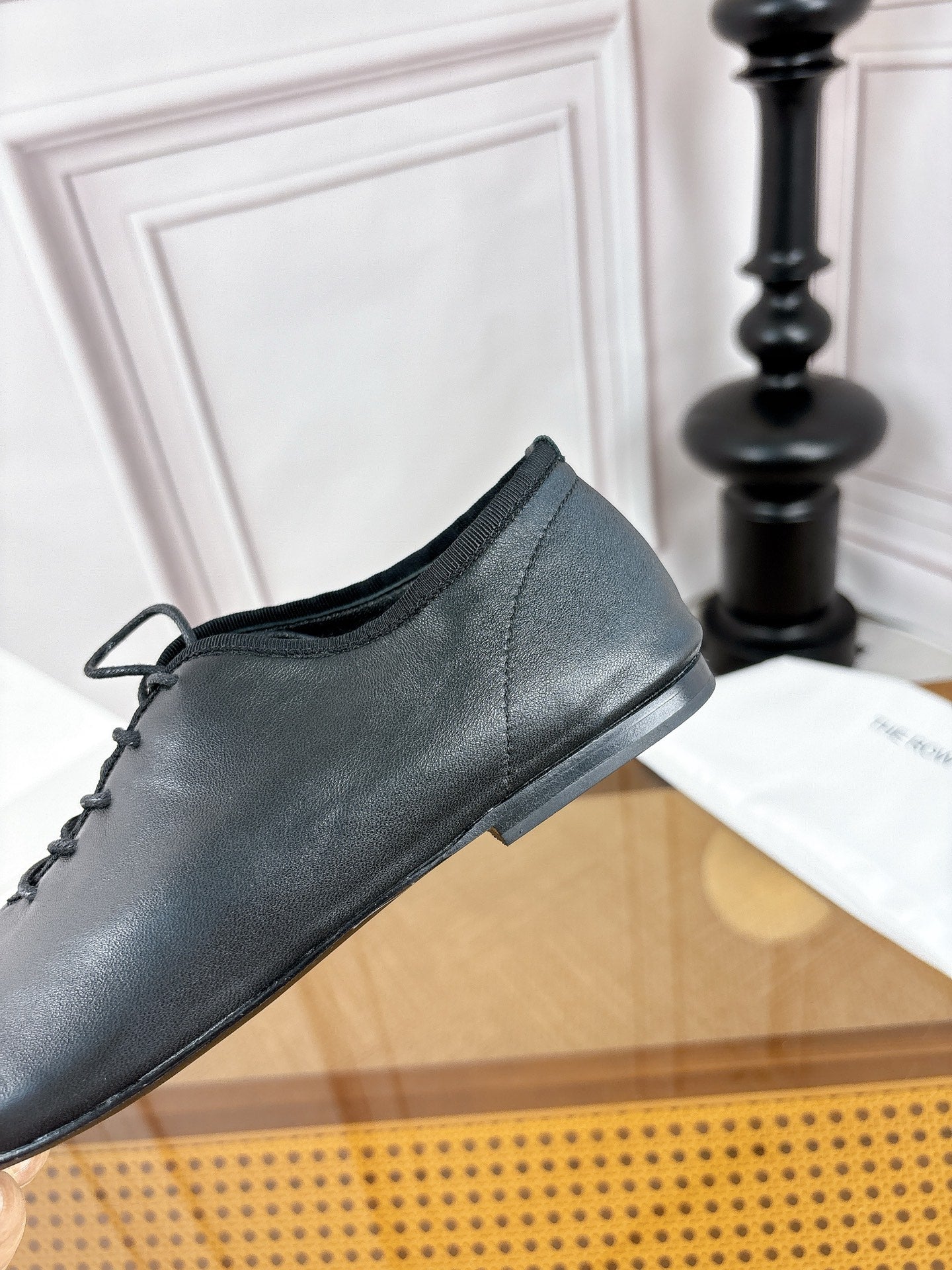 The Row Deep Mouth Slip-on Loafers Black Leather 931970