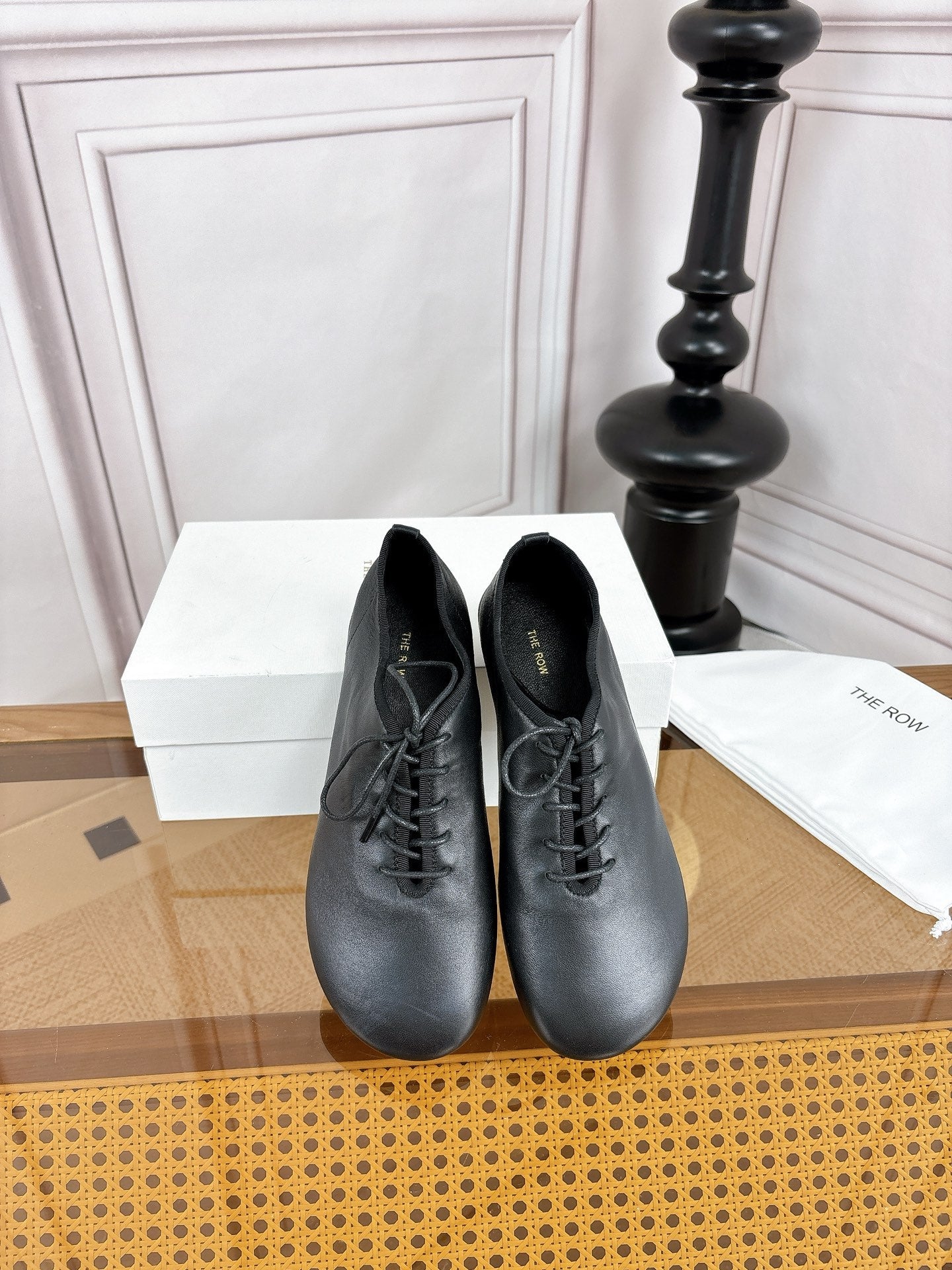 The Row Deep Mouth Slip-on Loafers Black Leather 931970
