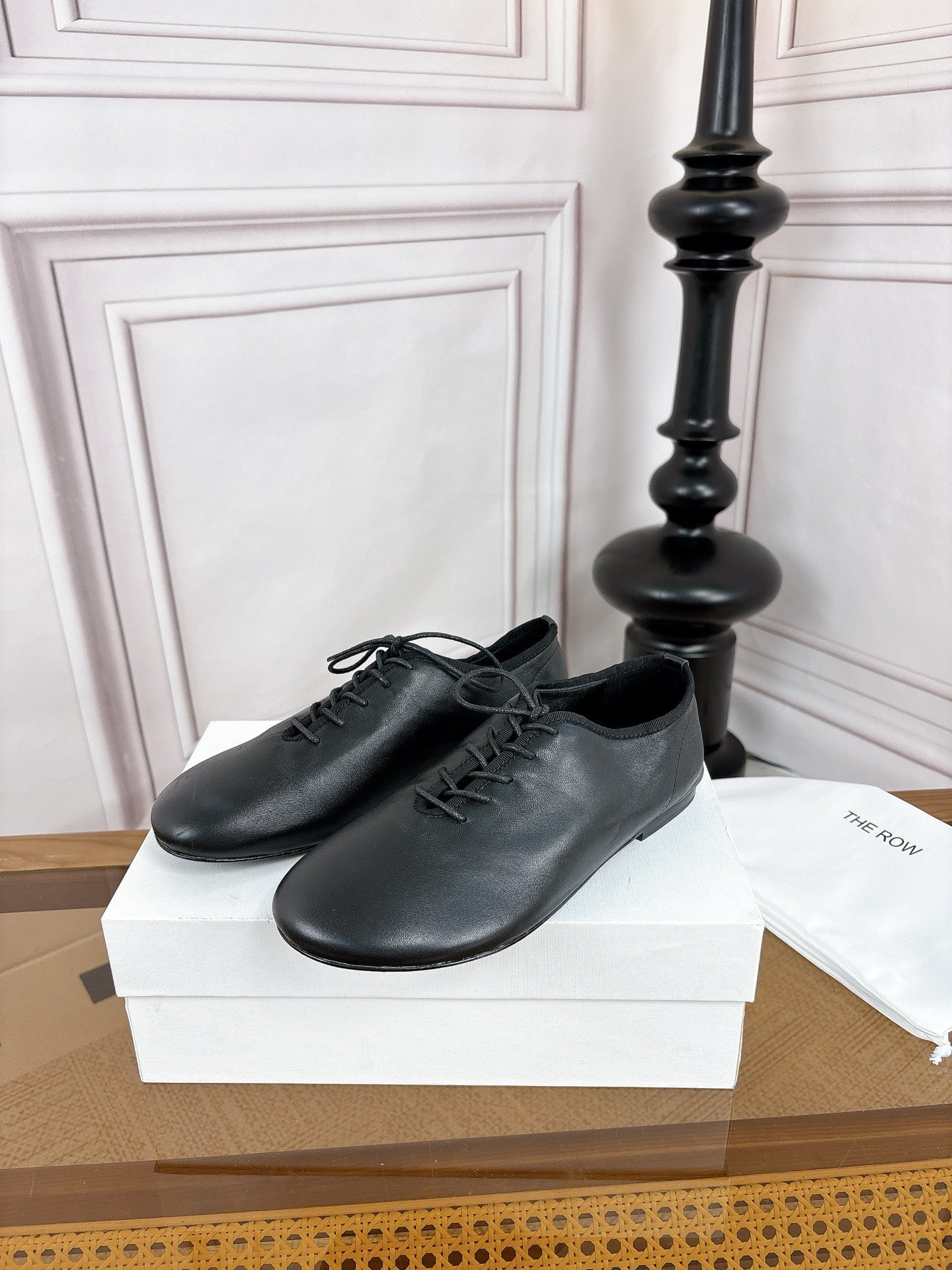 The Row Deep Mouth Slip-on Loafers Black Leather 931970