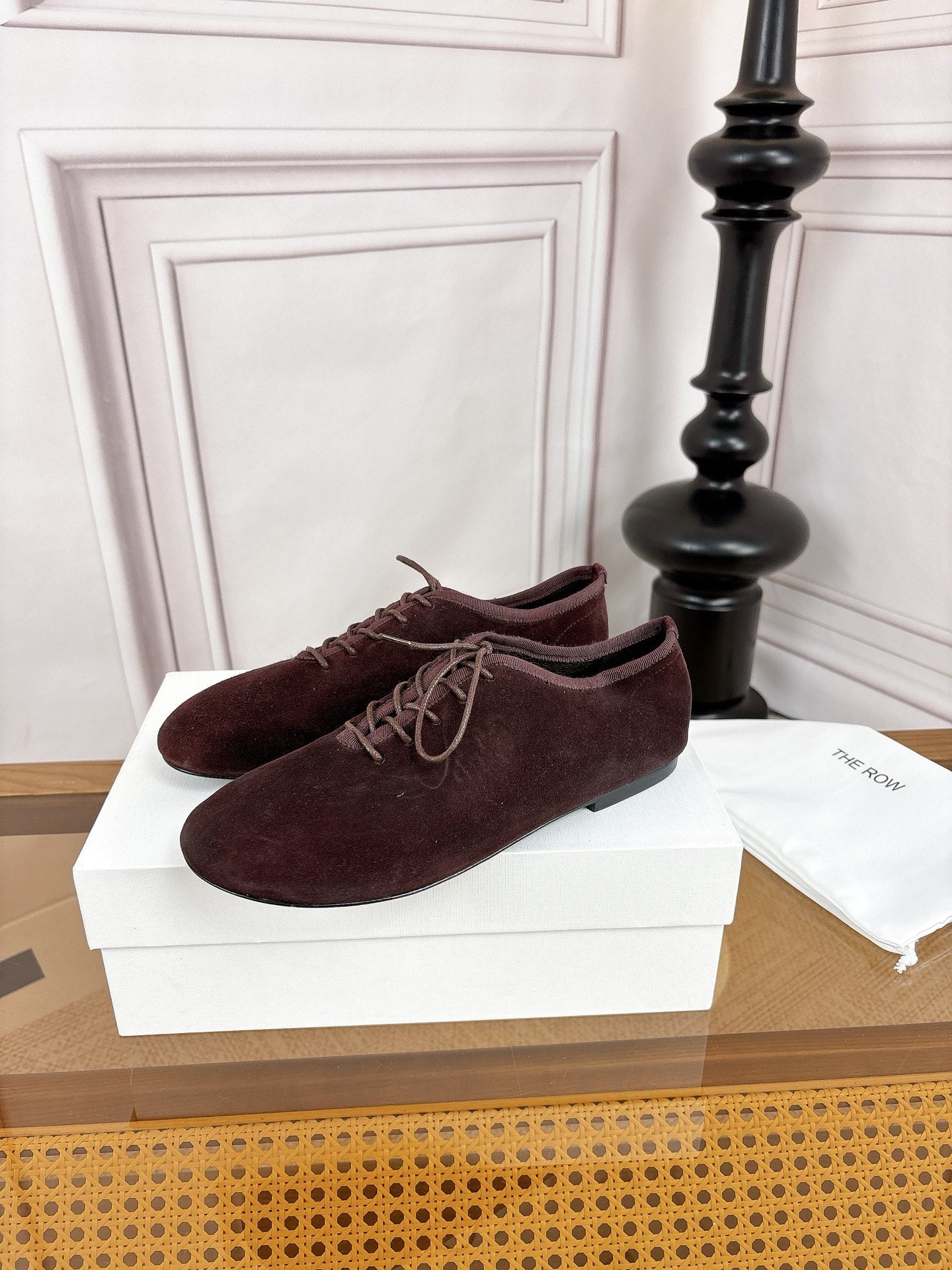 The Row Deep Mouth Slip-on Loafers Coffee Suede 931972