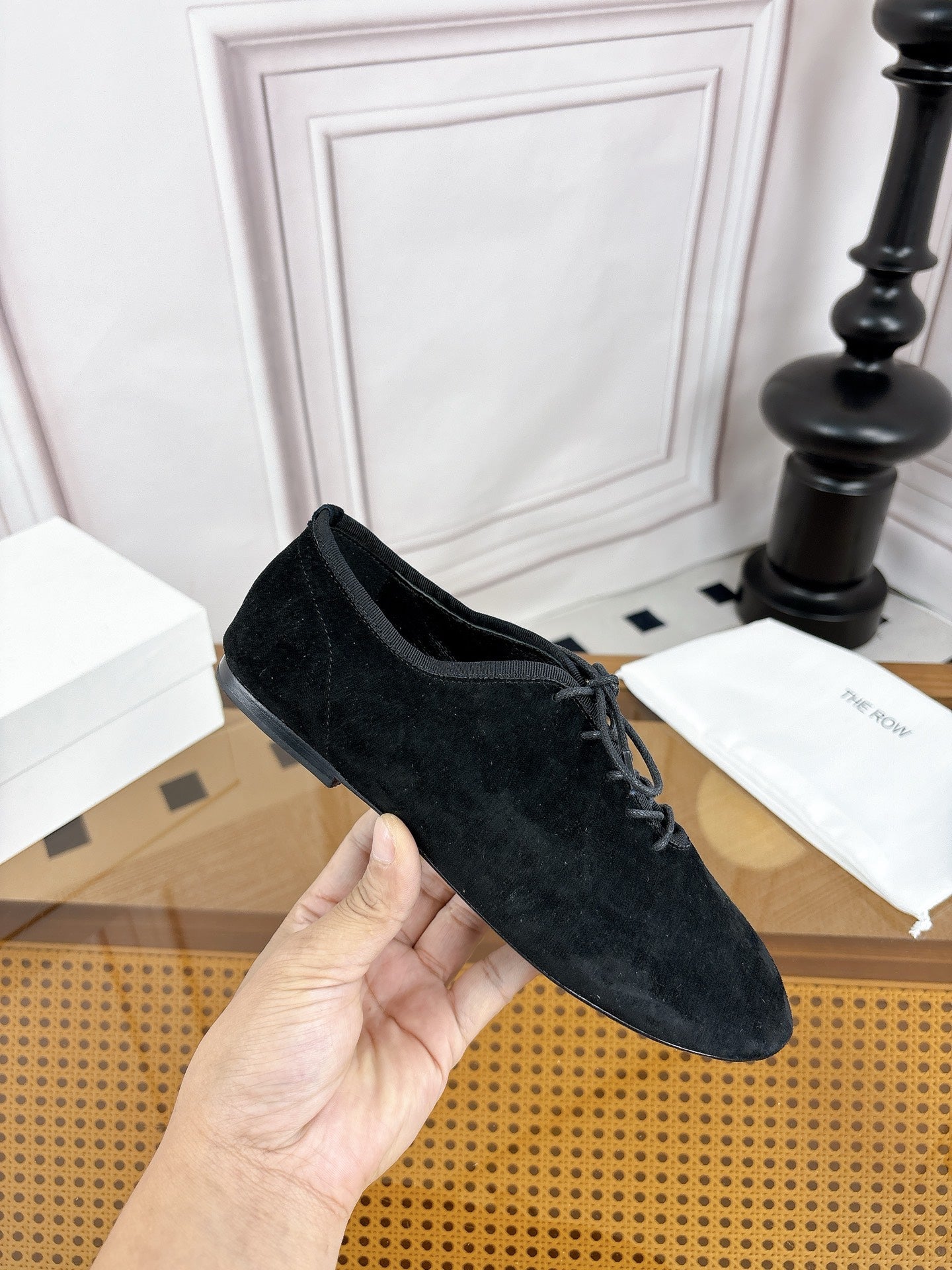 The Row Deep Mouth Slip-on Loafers Black Suede 931974