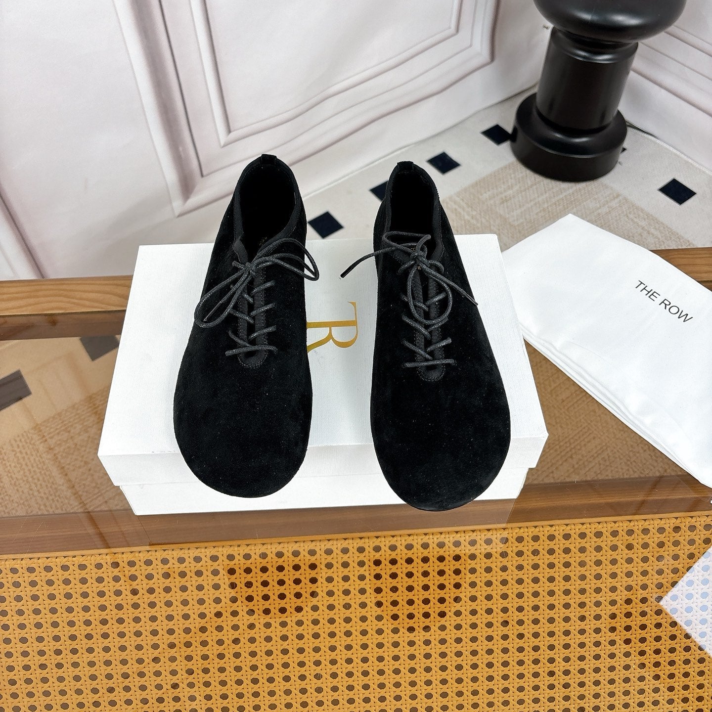 The Row Deep Mouth Slip-on Loafers Black Suede 931974