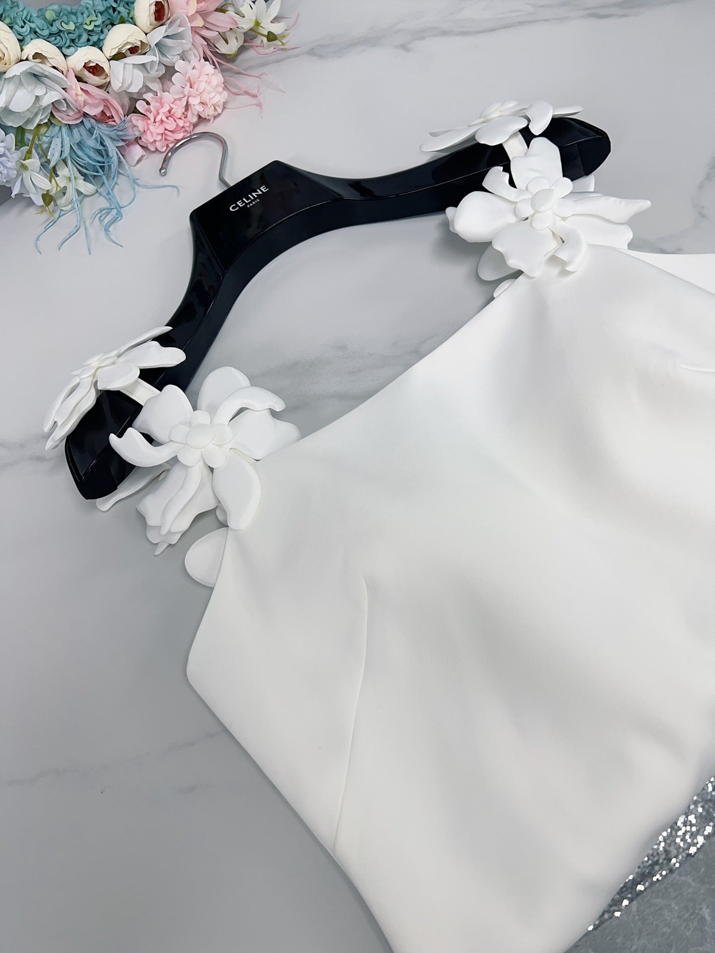 Valentino Embroidered Crepe Mini Dress White 406129