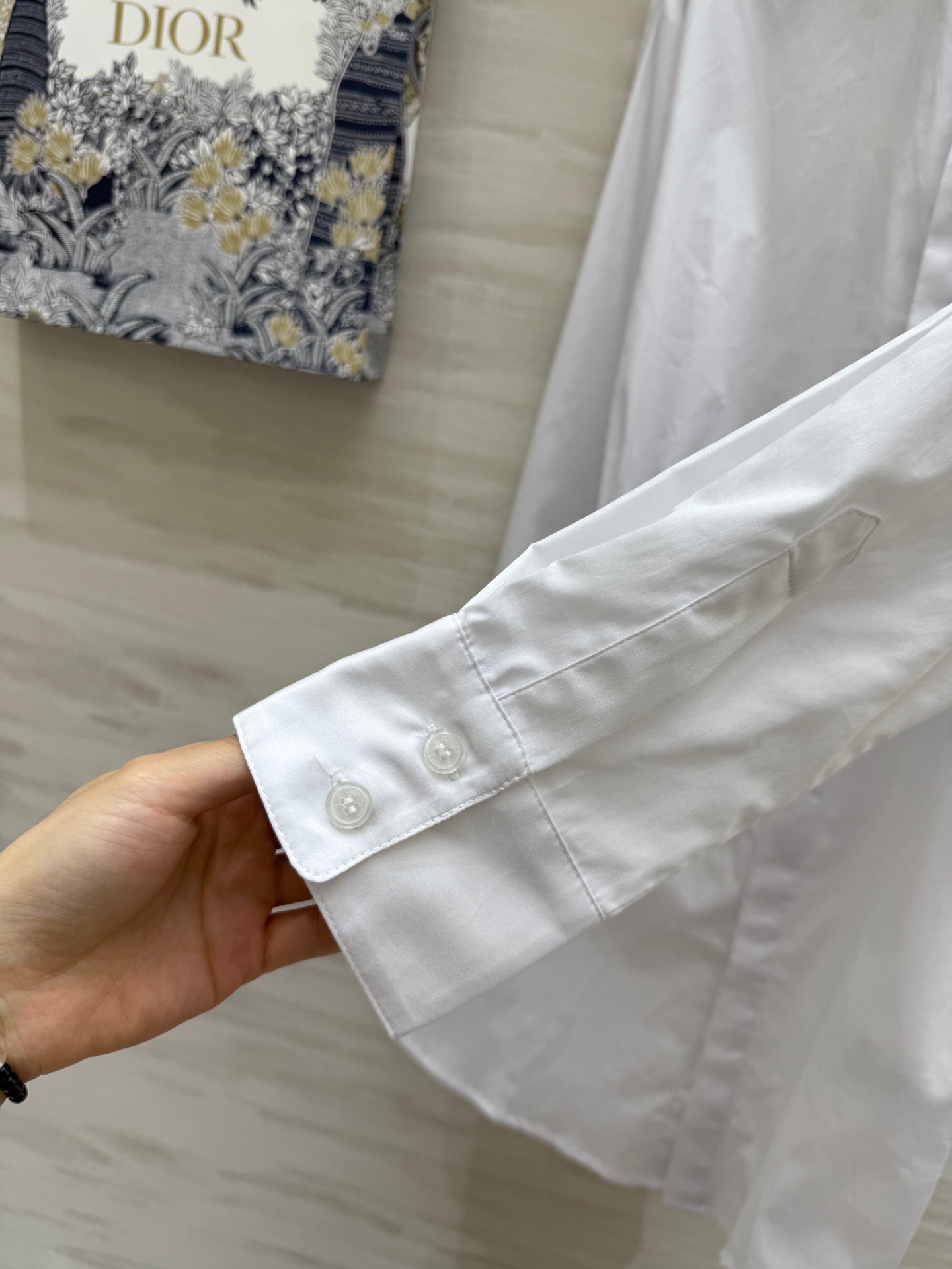 CD Belt Shirt Dress White cotton