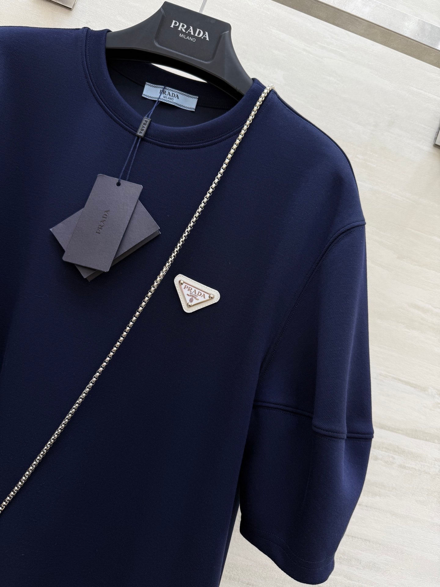 Prada 25 Triangle Logo Casual Dress Blue Cotton