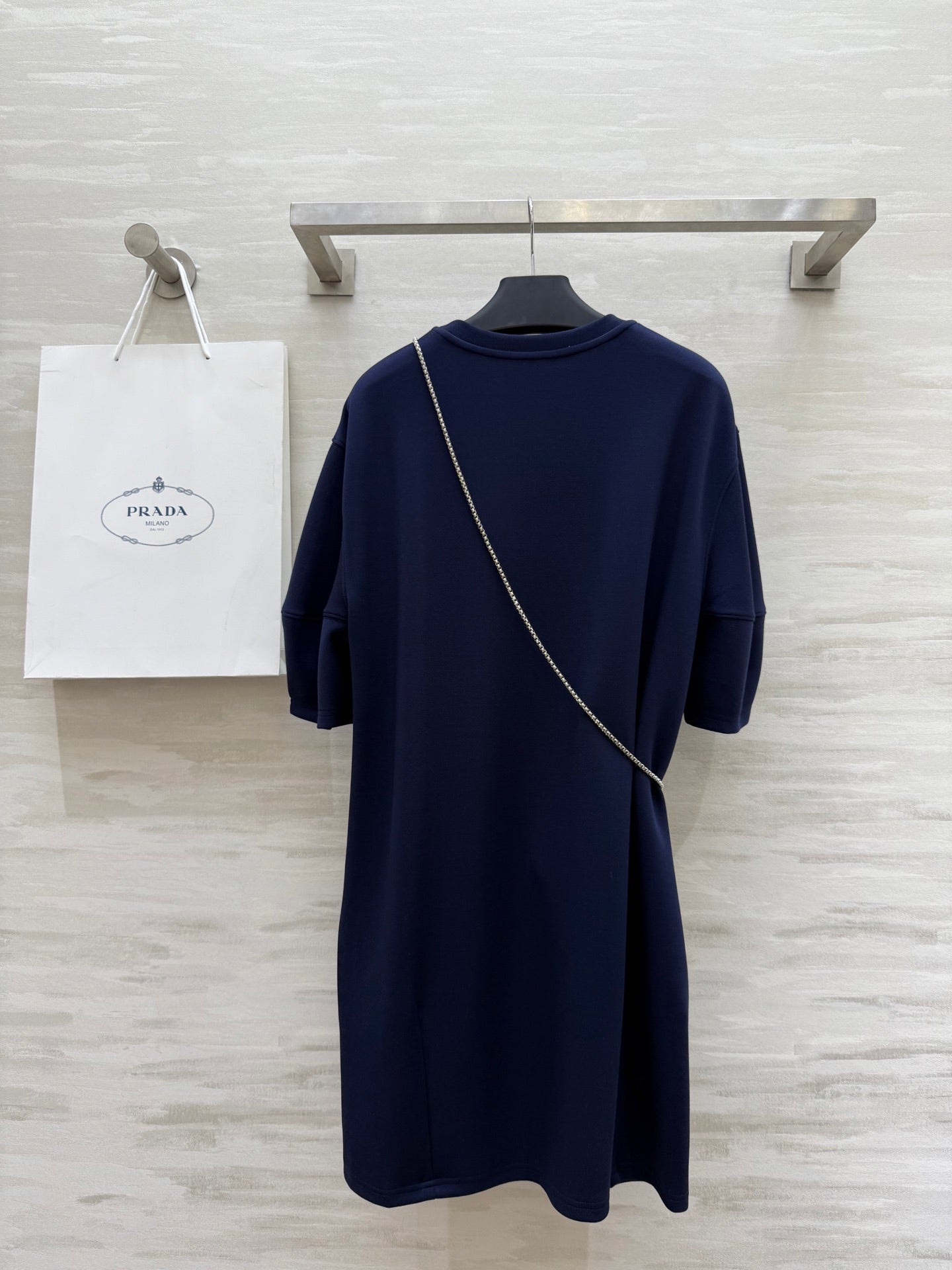 Prada 25 Triangle Logo Casual Dress Blue Cotton