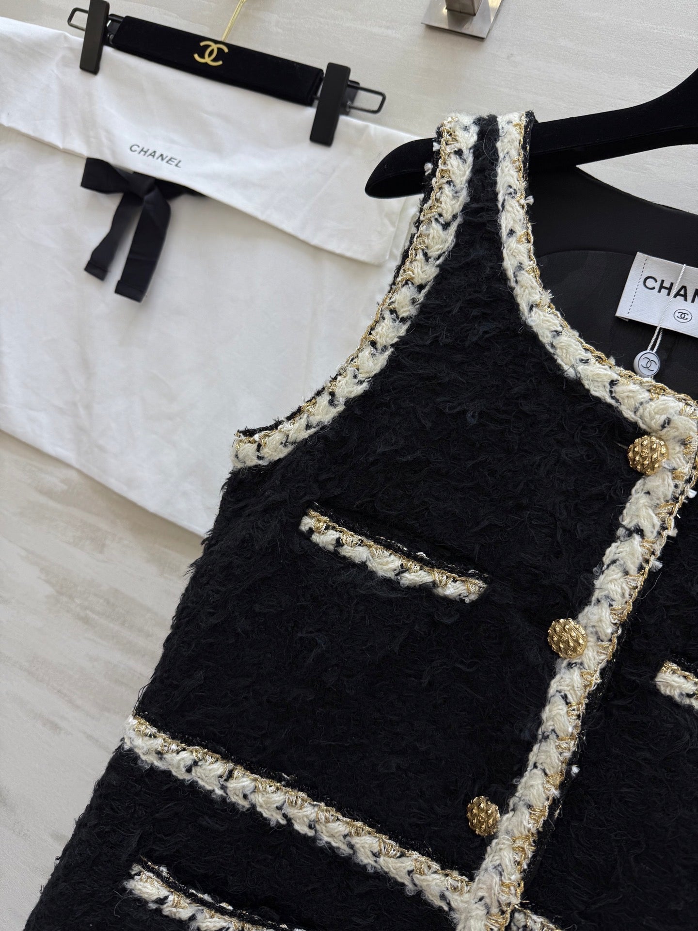 CC FW 25/26 Dress Black White Tweed 343342
