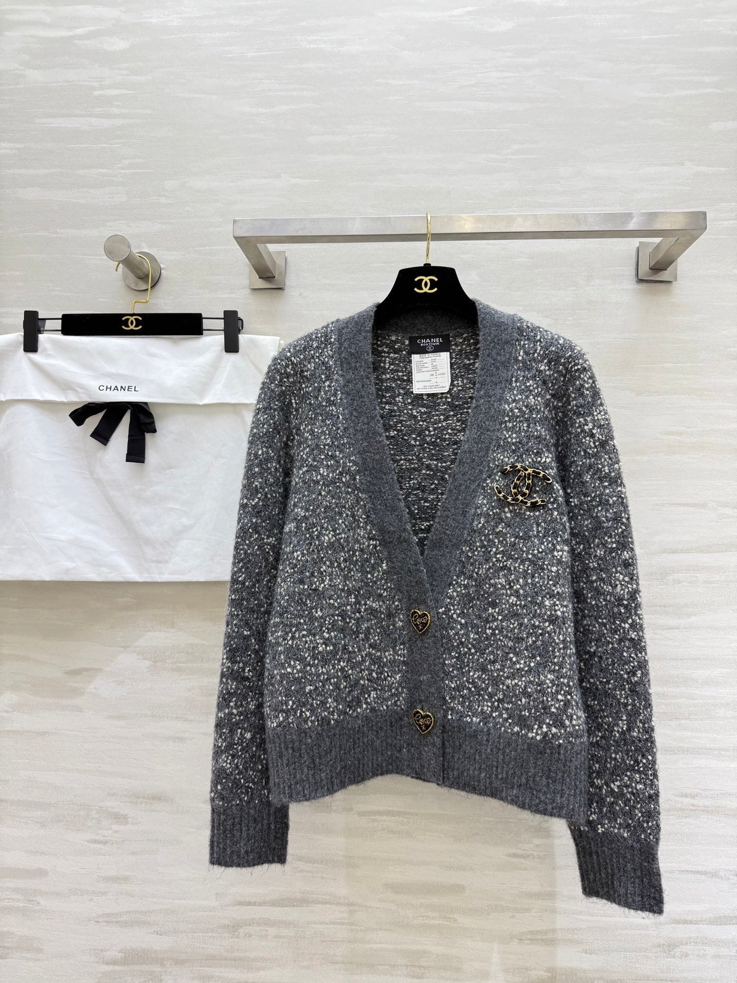 CC Cardigan Grey Wool Tweed 343312