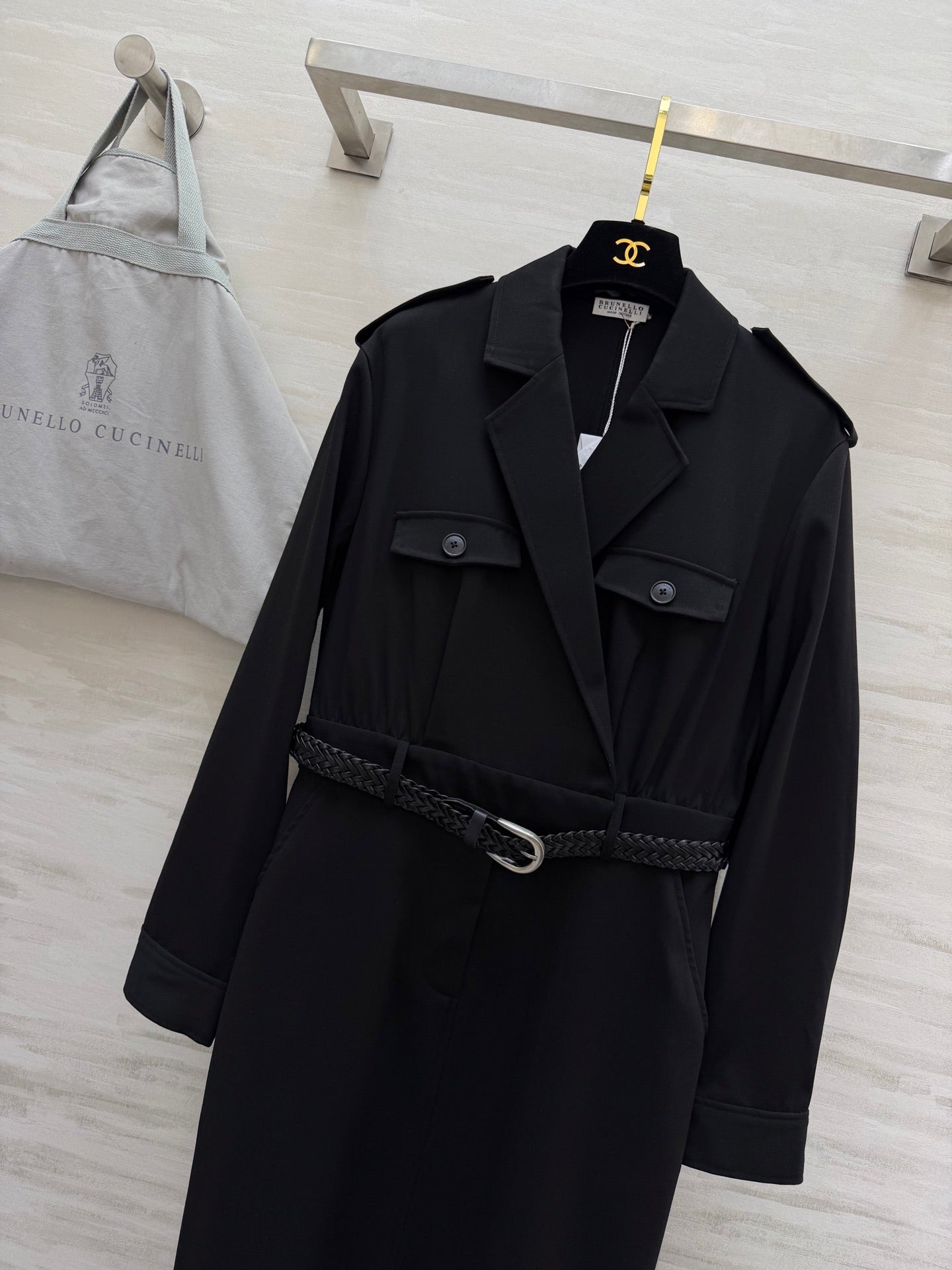 Brunello Cucinelli 26s Suit-Style Dress Black Cotton