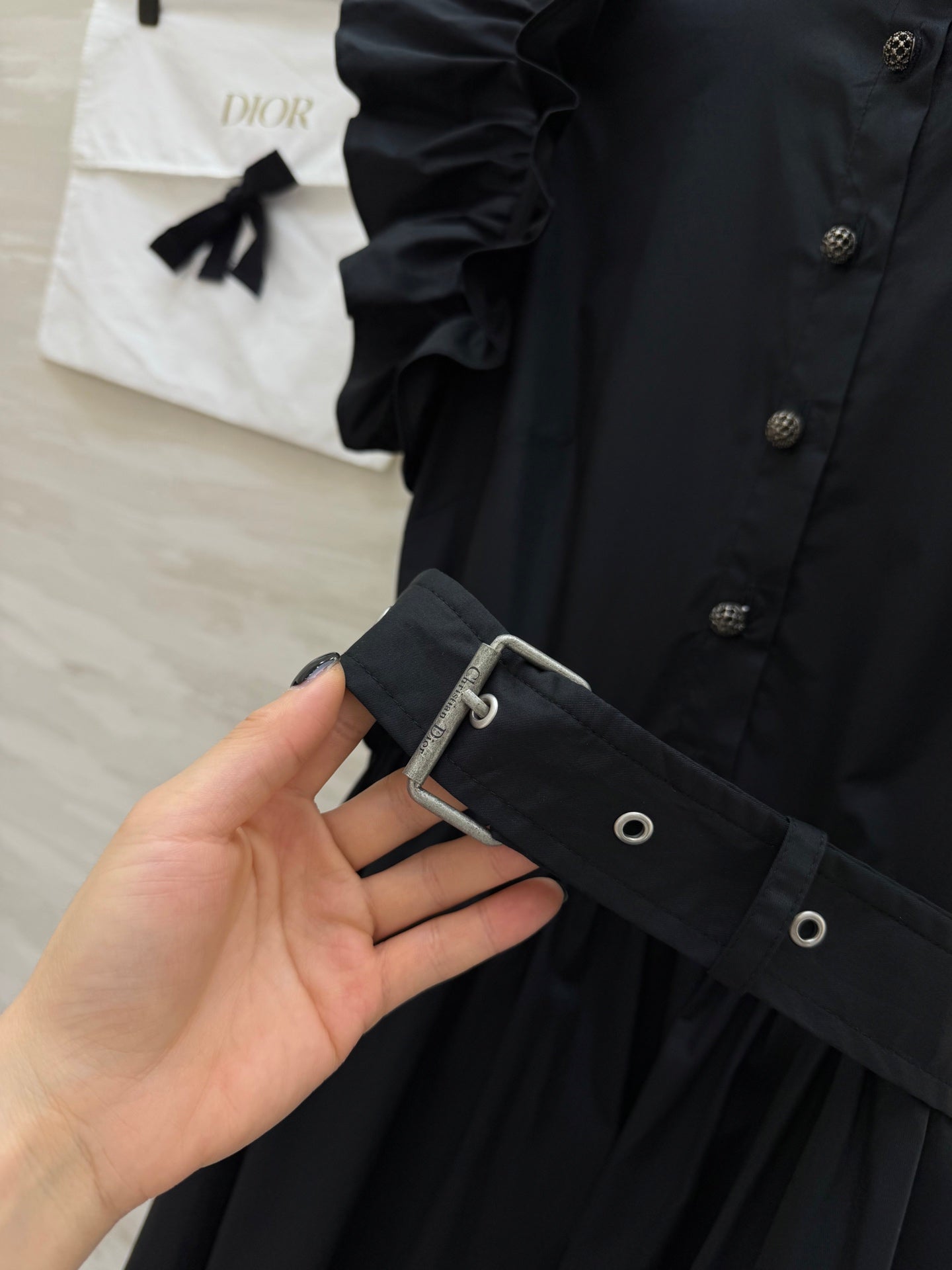CD 26s Mid-Length Flared Dress Black Cotton