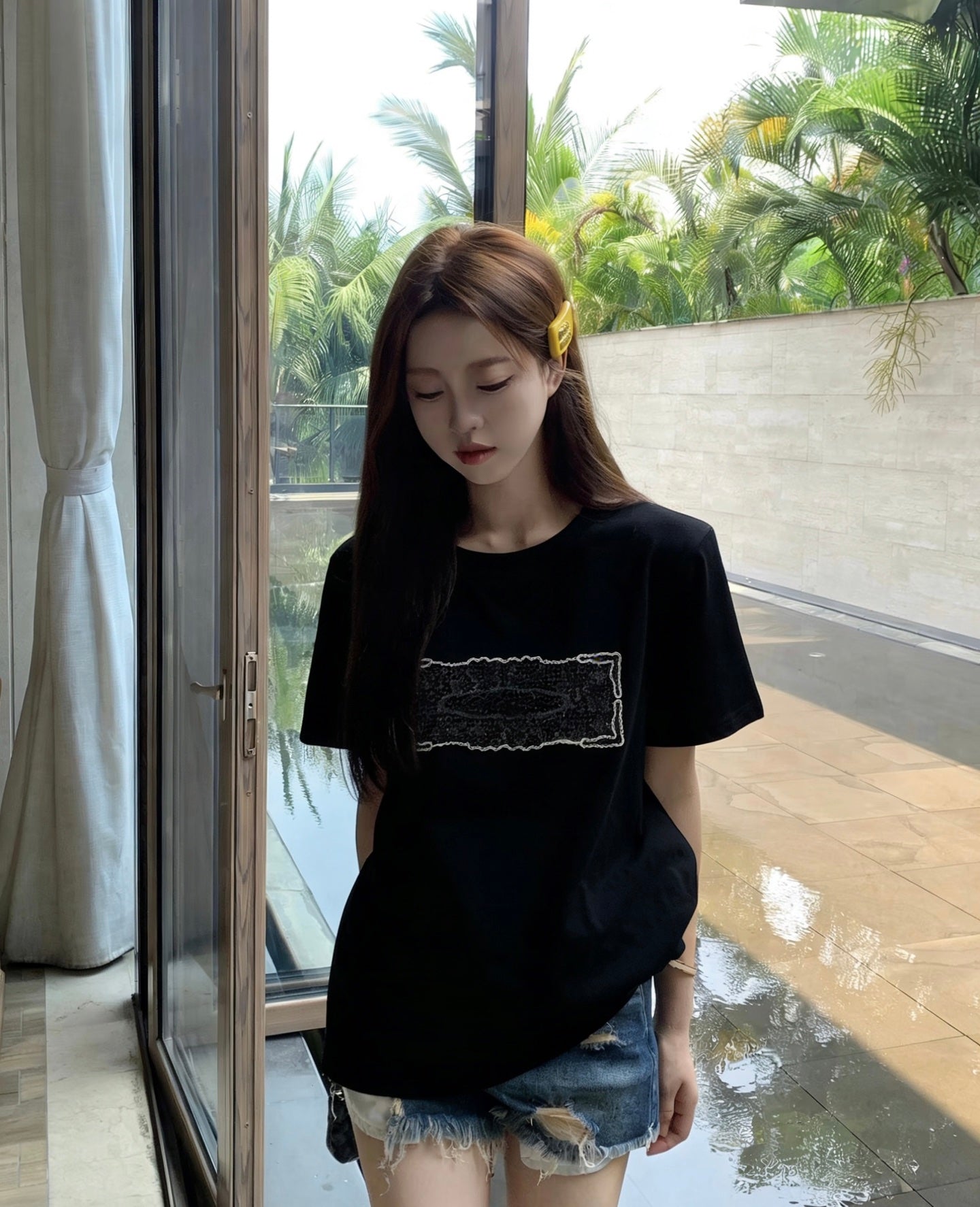 CC 26s Embroidered T-Shirt Black Cotton 363667