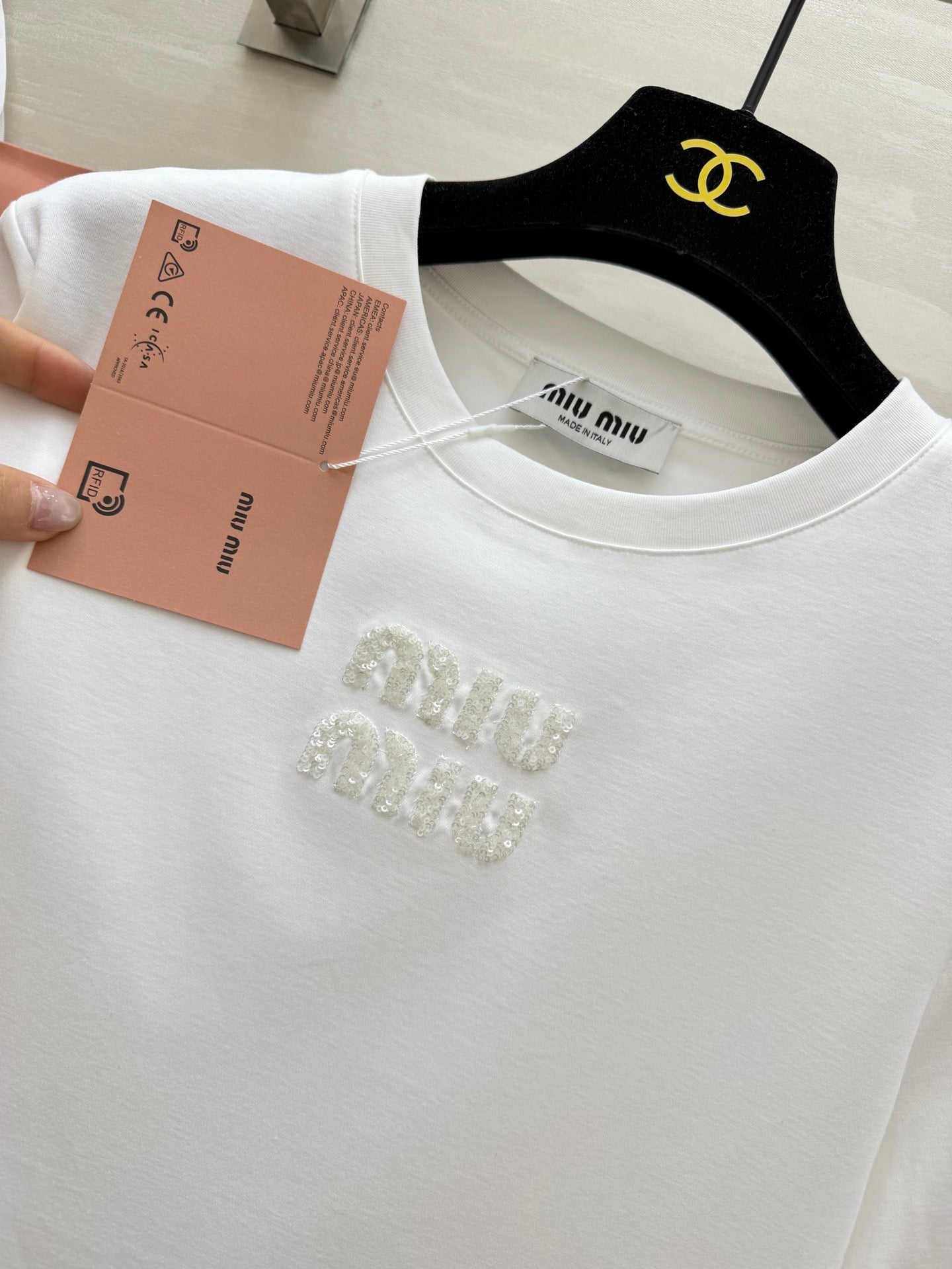 Miu 26s Short-Sleeve T-Shirt White Cotton 363637
