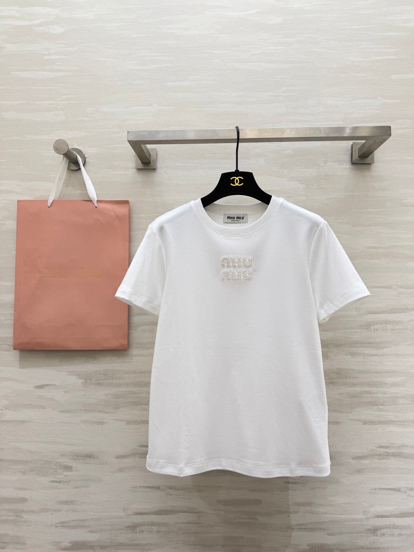 Miu 26s Short-Sleeve T-Shirt White Cotton 363637