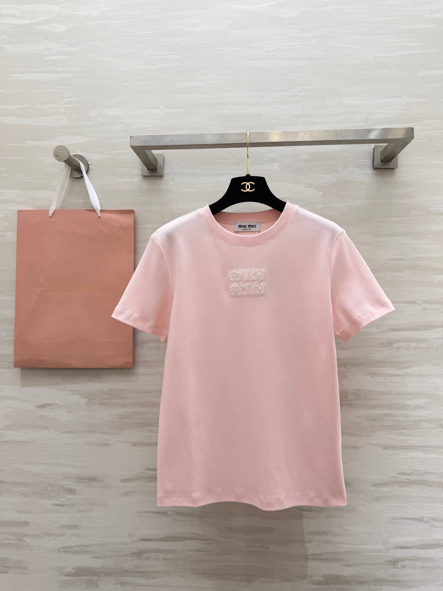 Miu 26s Short-Sleeve T-Shirt Light Pink Cotton 363639