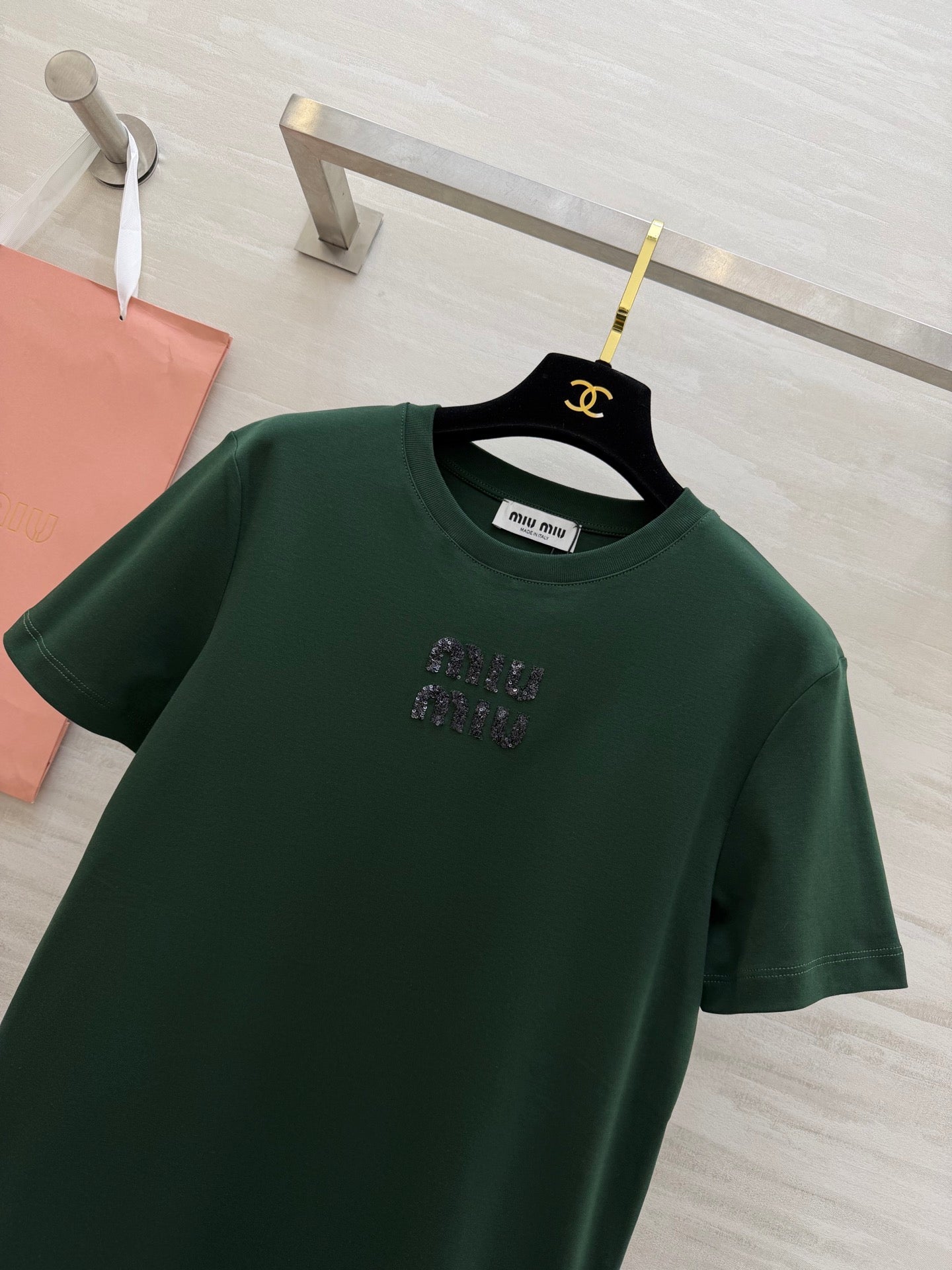 Miu 26s Short-Sleeve T-Shirt Green Cotton 363641