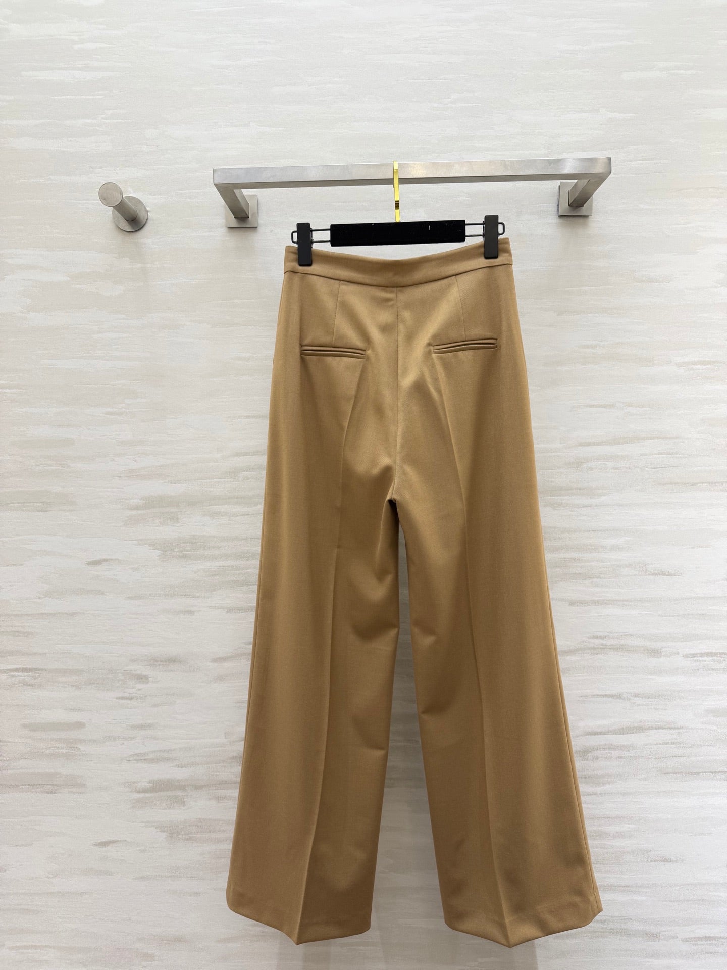 Alexander McQueen 26s Wide-Leg Trousers Beige Wool 363612