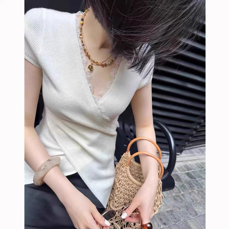 CD 26s Cross-Over Top White Wool 363569