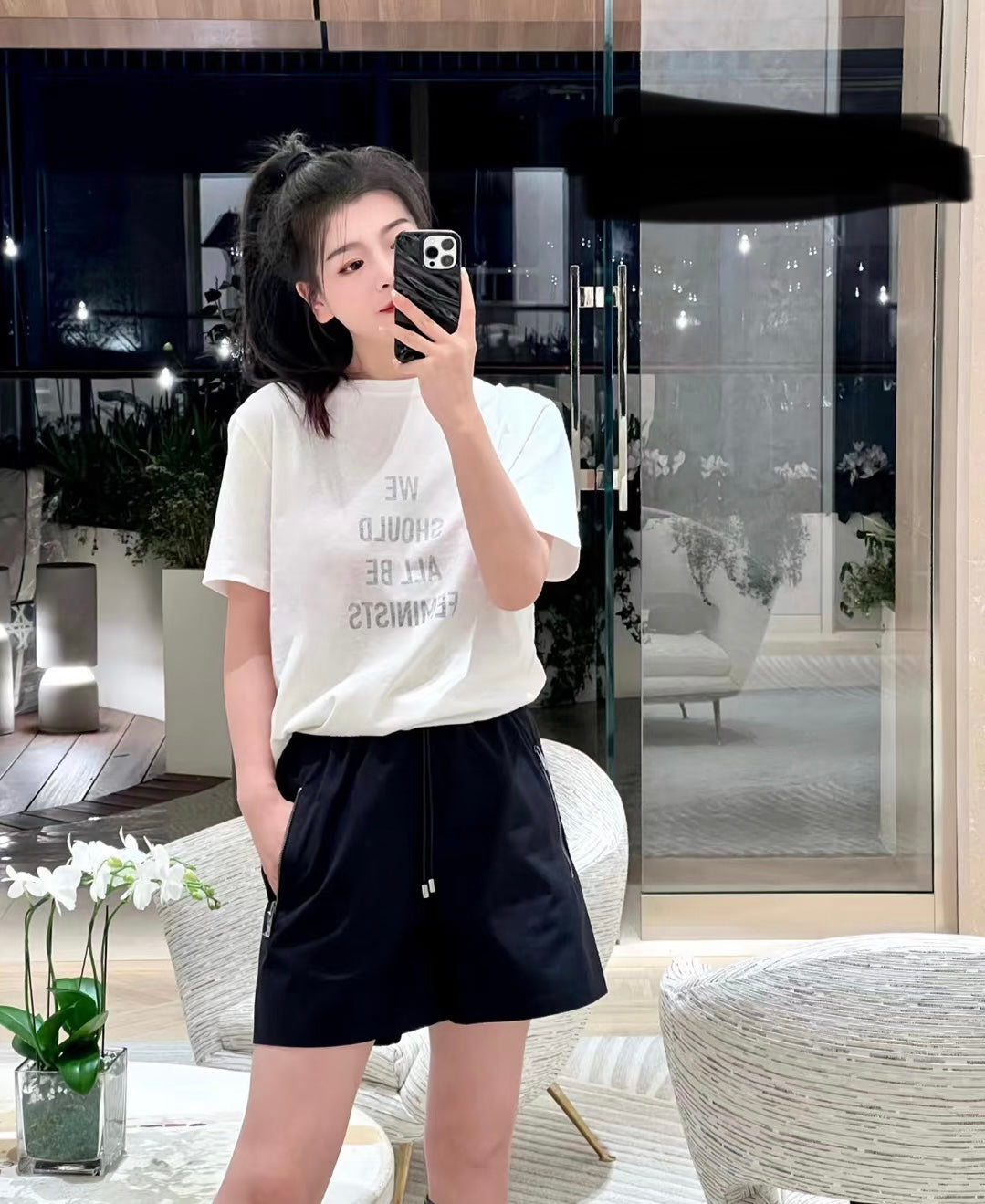CD Feminist Slogan T-Shirt White Cotton Linen 363561