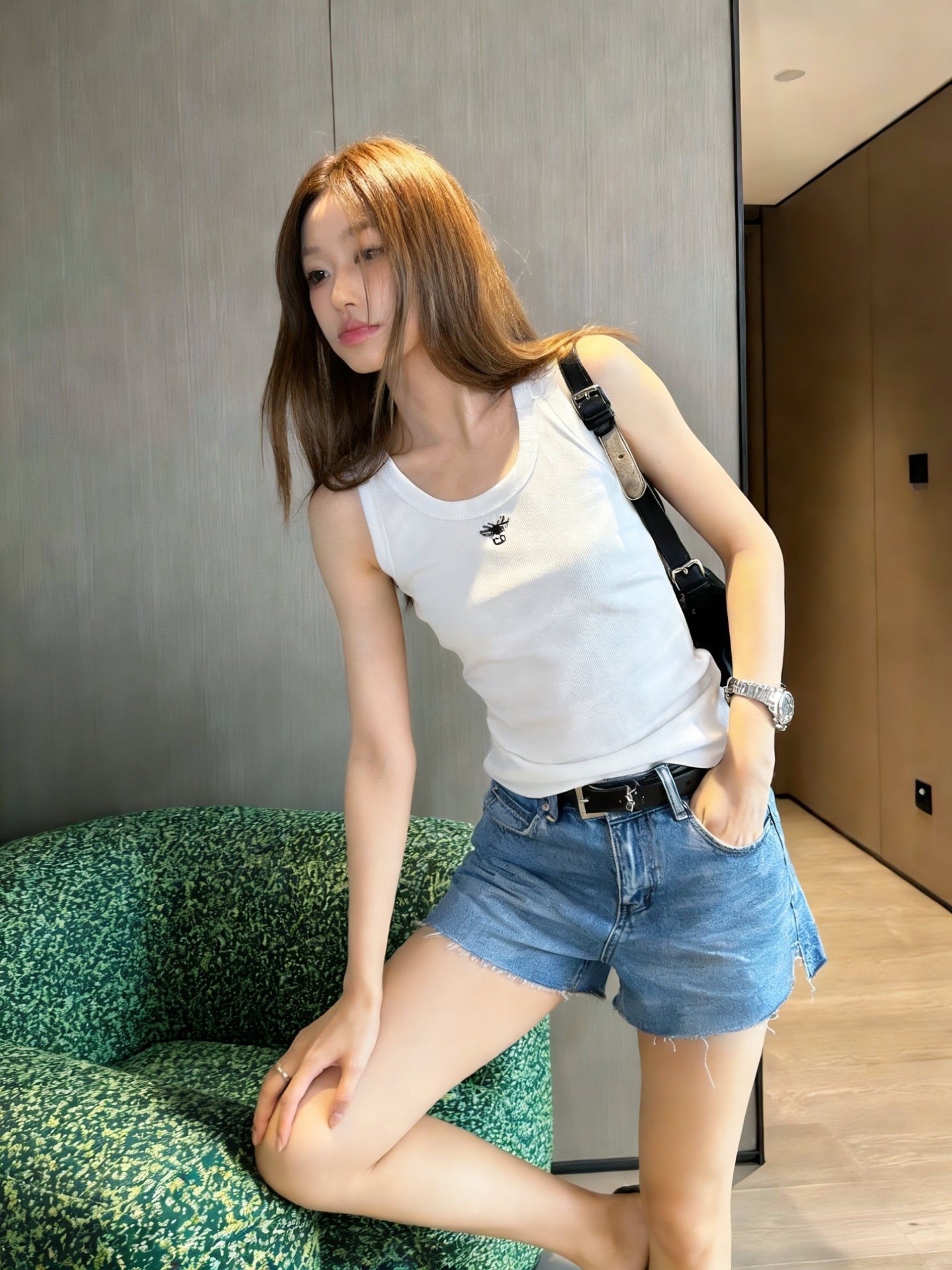 CD Dioriviera Tank Top White Cotton Linen 363553