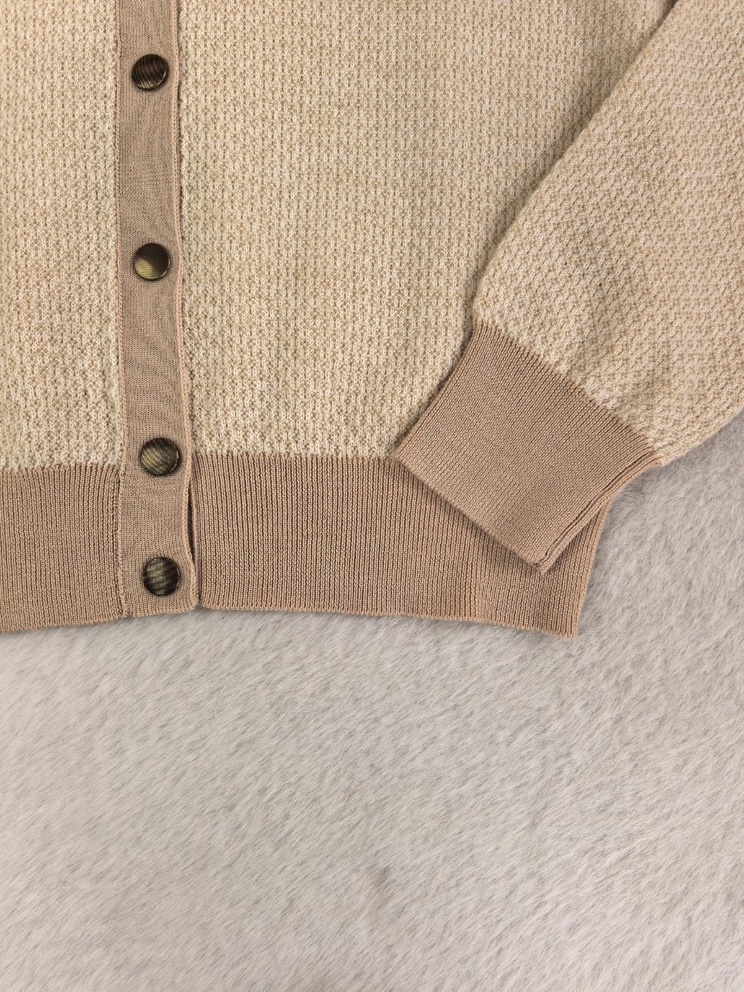 LP 26s Crew Neck Cardigan Beige Wool 424813