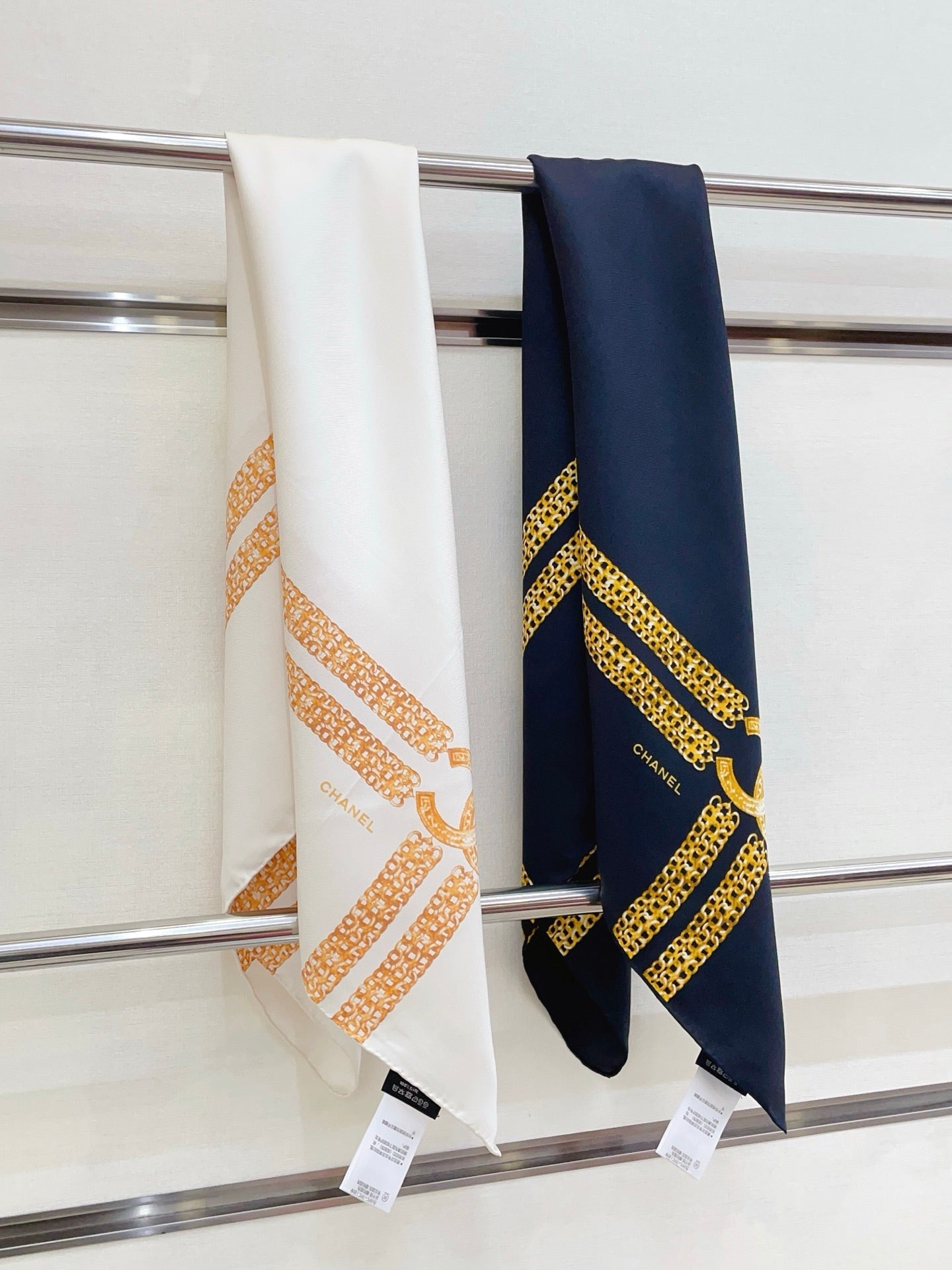 CC 25/26 Early Spring Square Scarf White Yellow Silk 139449