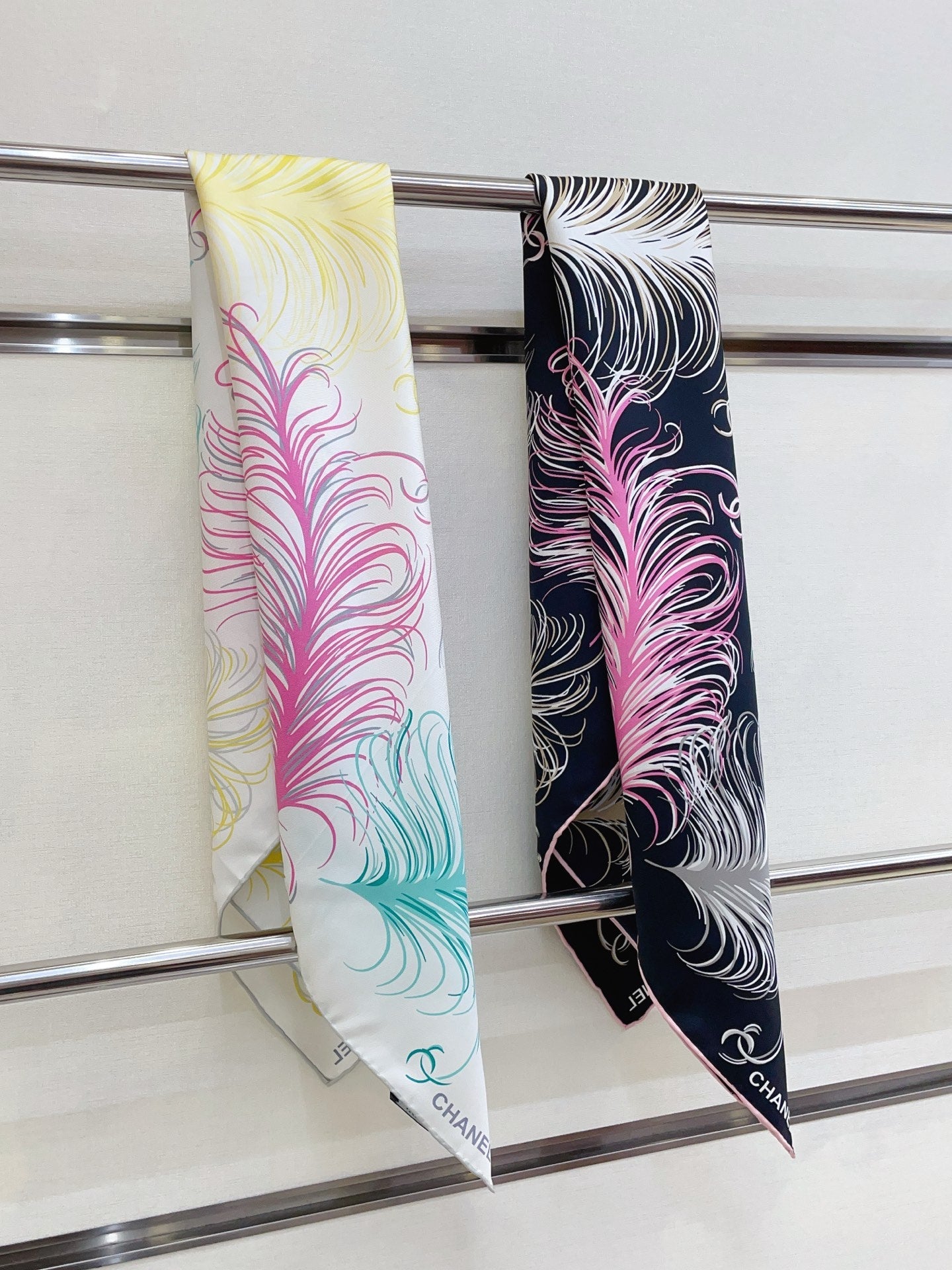 CC Double-Sided Scarf 90cm Rainbow Colors Logo Twill Silk 150369