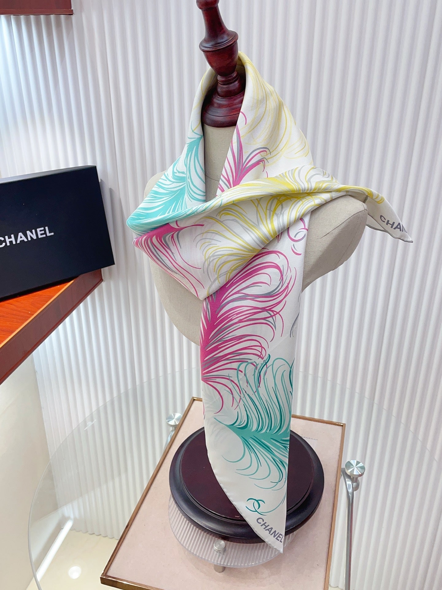 CC Double-Sided Scarf 90cm Rainbow Colors Logo Twill Silk 150369