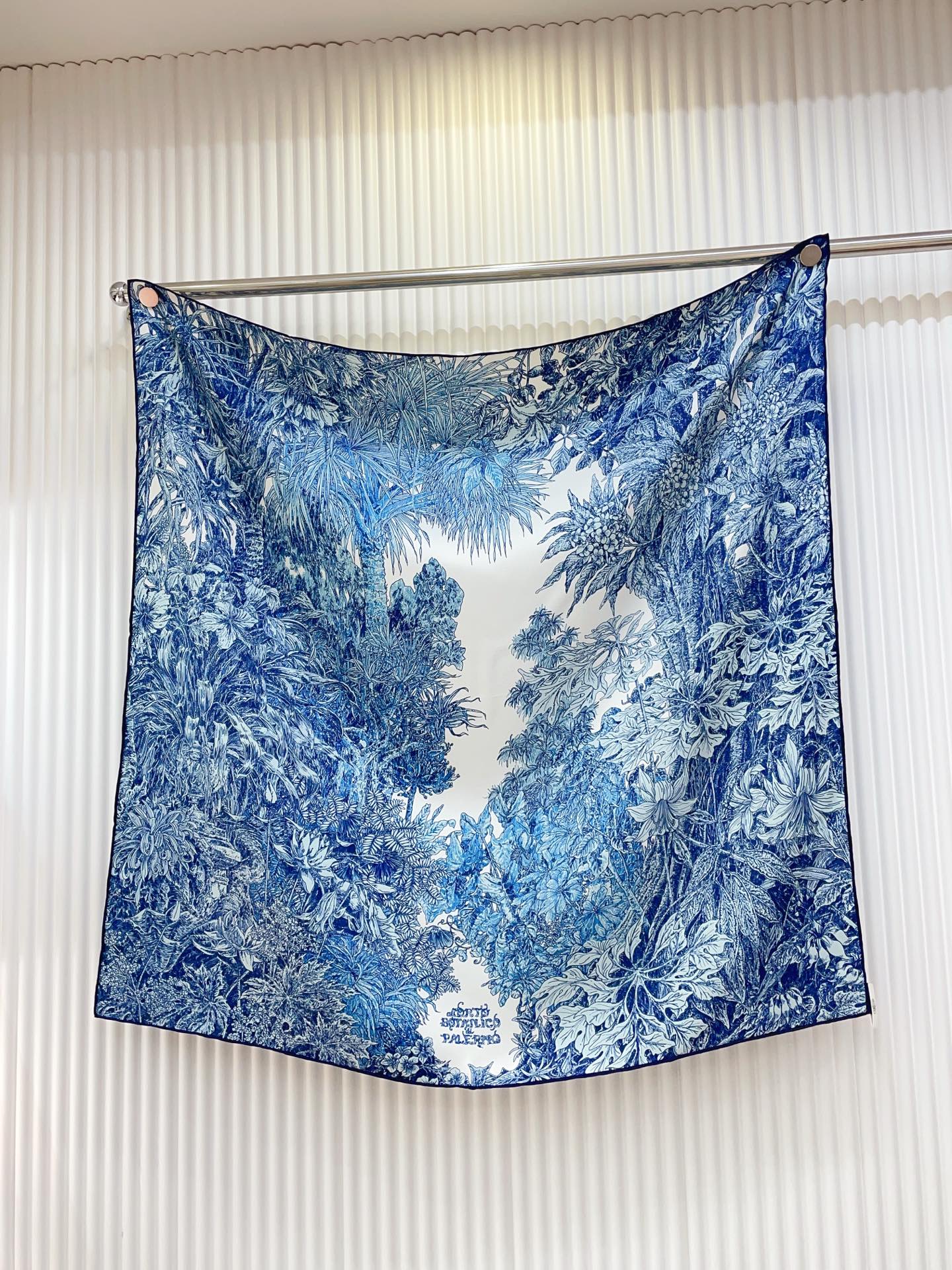HM All'Orto Botanico Scarf 90x90cm Blue Colorful Silk Twill 209929