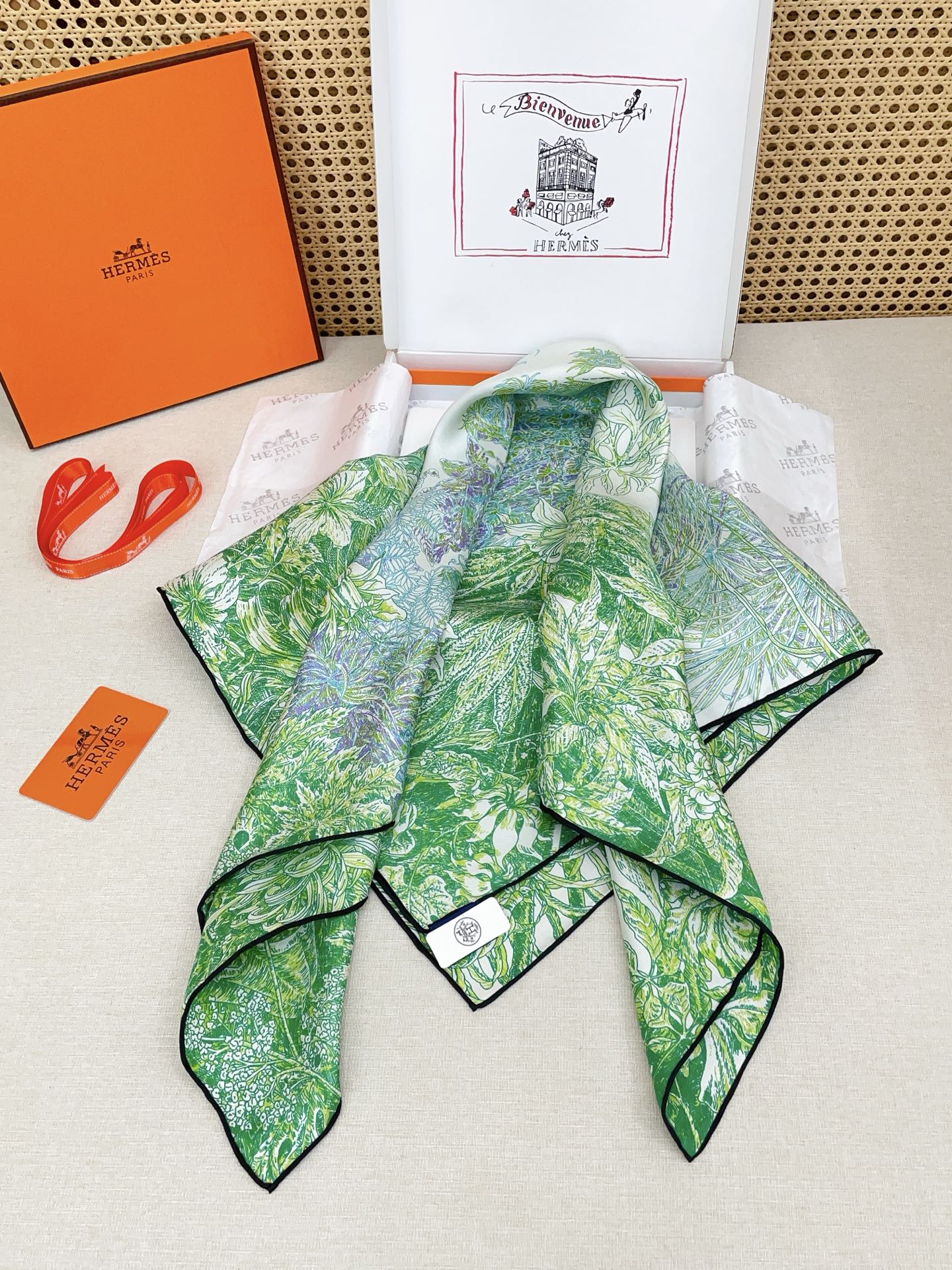 HM All'Orto Botanico Scarf 90x90cm Green Colorful Silk Twill 209930